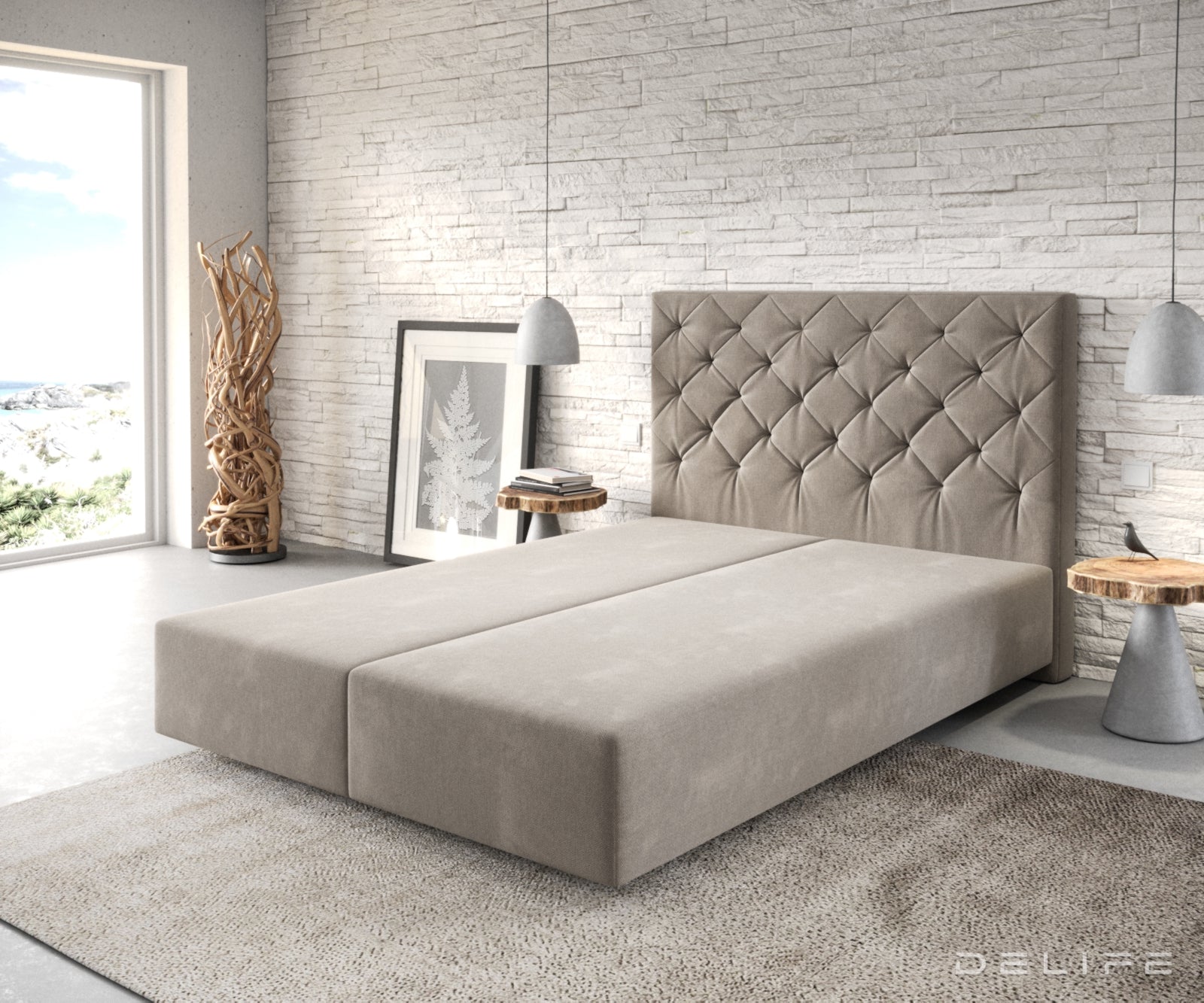 Box spring okvir Dream-Great, Chesterfield prošiv - Mikrofibra