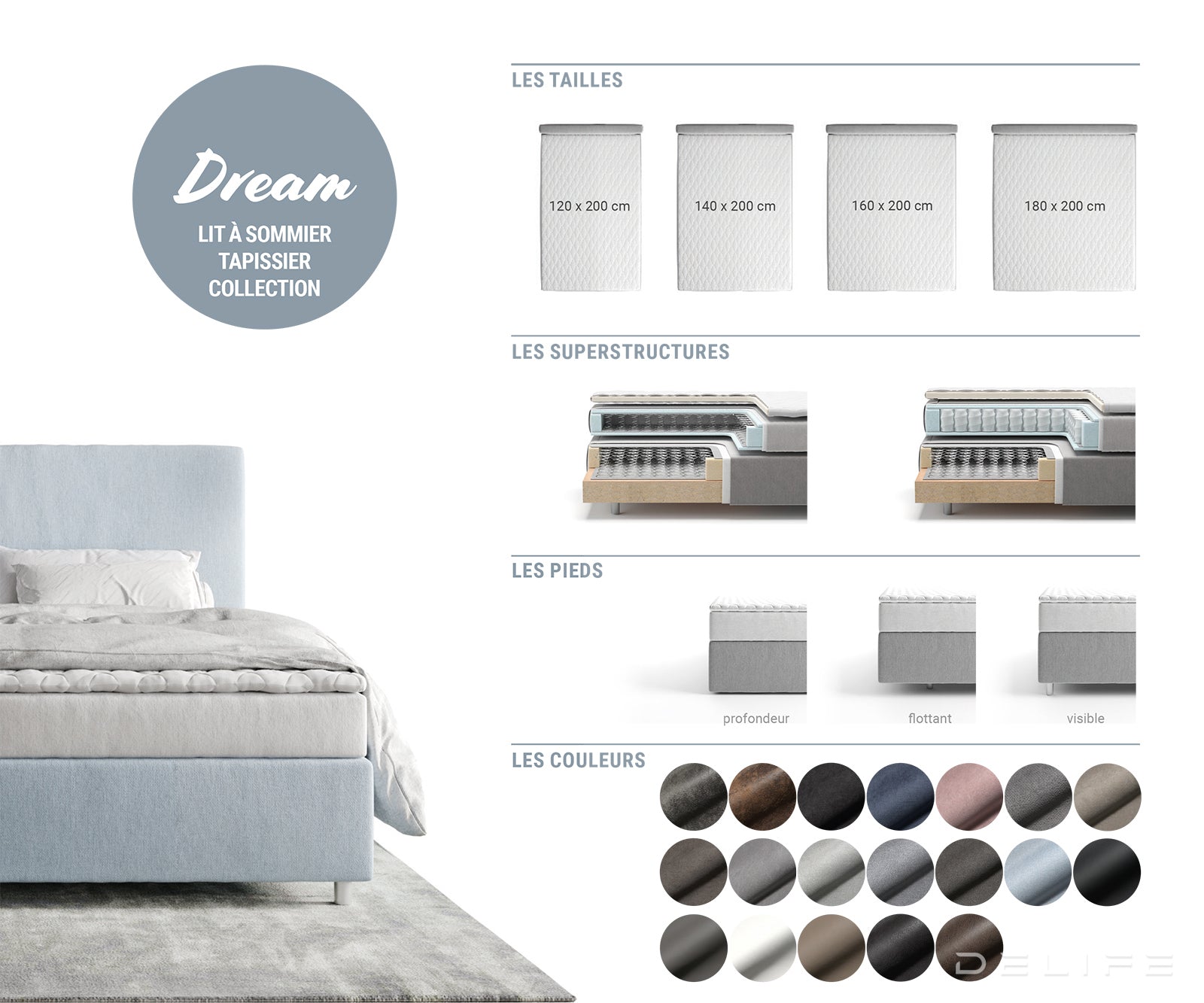 Box spring okvir Dream-Great, Chesterfield prošiv - Mikrofibra