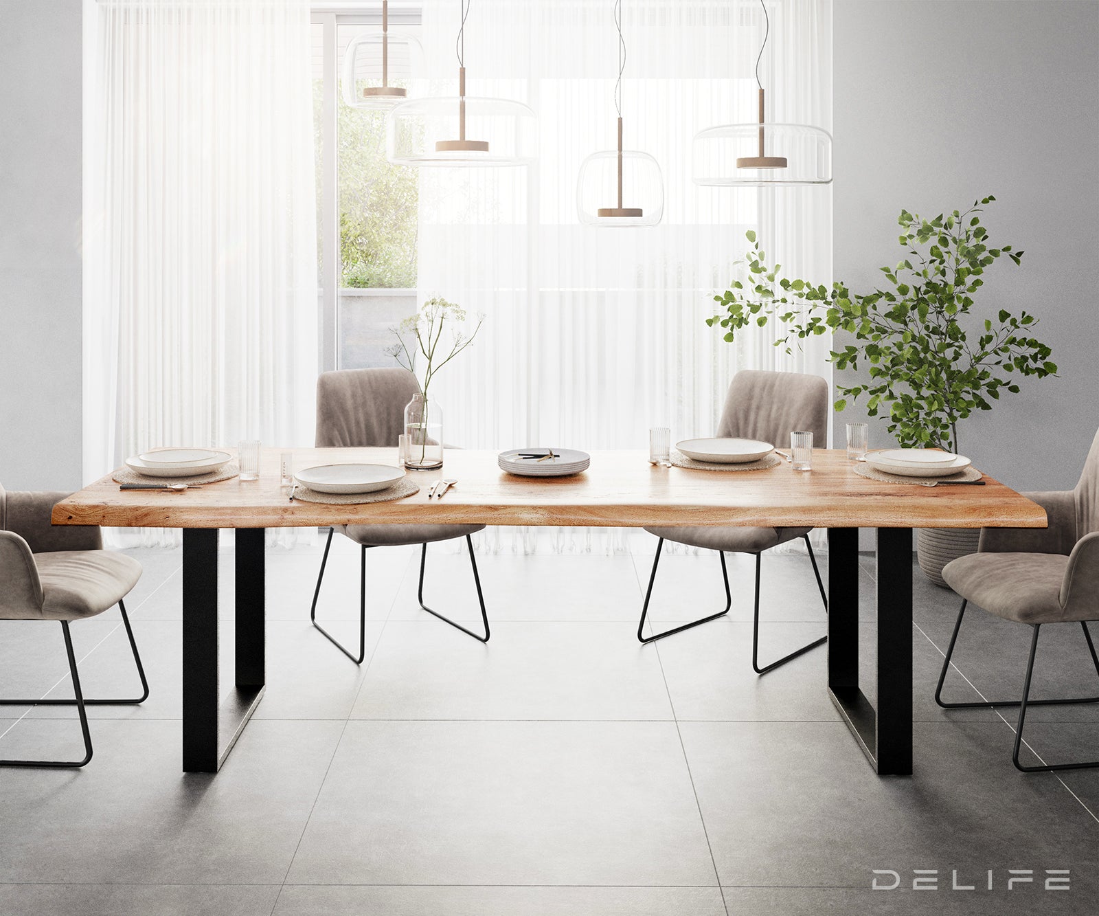 Blagovaonski stol Edge, Materijal: Bagrem, Debljina ploče: 5,5cm