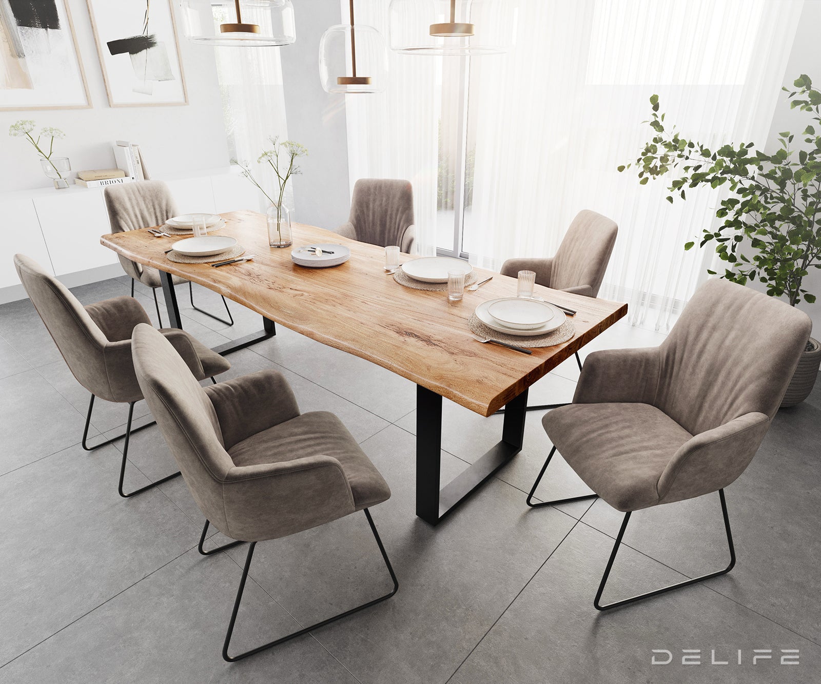 Blagovaonski stol Edge, Materijal: Bagrem, Debljina ploče: 5,5cm