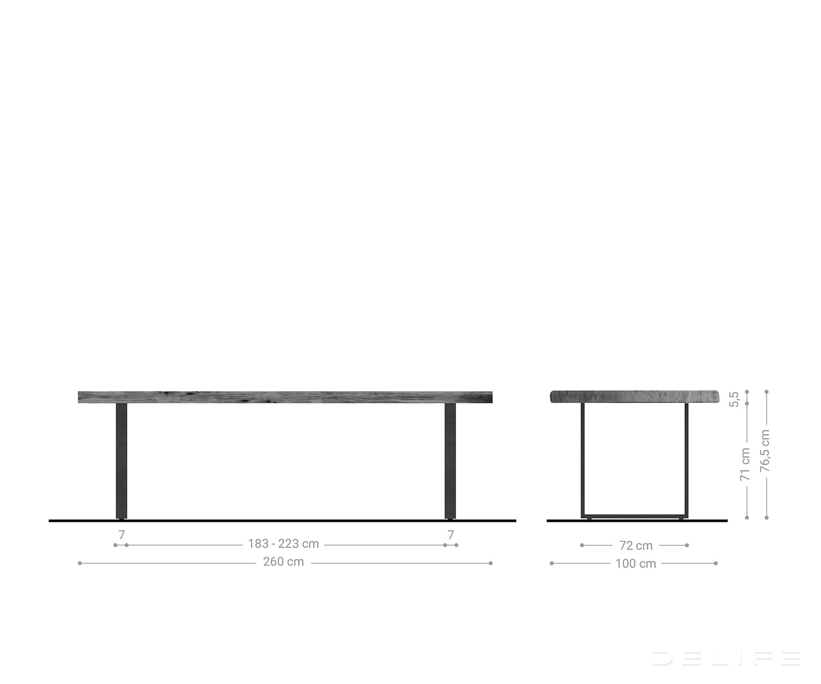 Blagovaonski stol Edge, Materijal: Bagrem, Debljina ploče: 5,5cm
