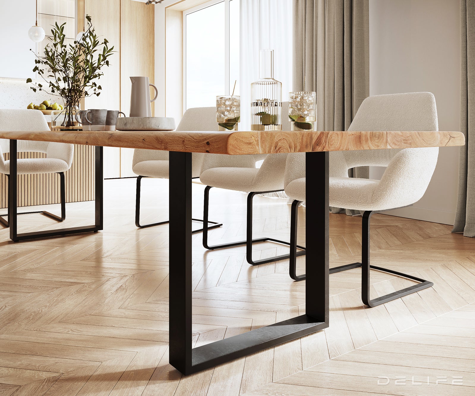 Blagovaonski stol Edge, Materijal: Bagrem, Debljina ploče: 5,5cm