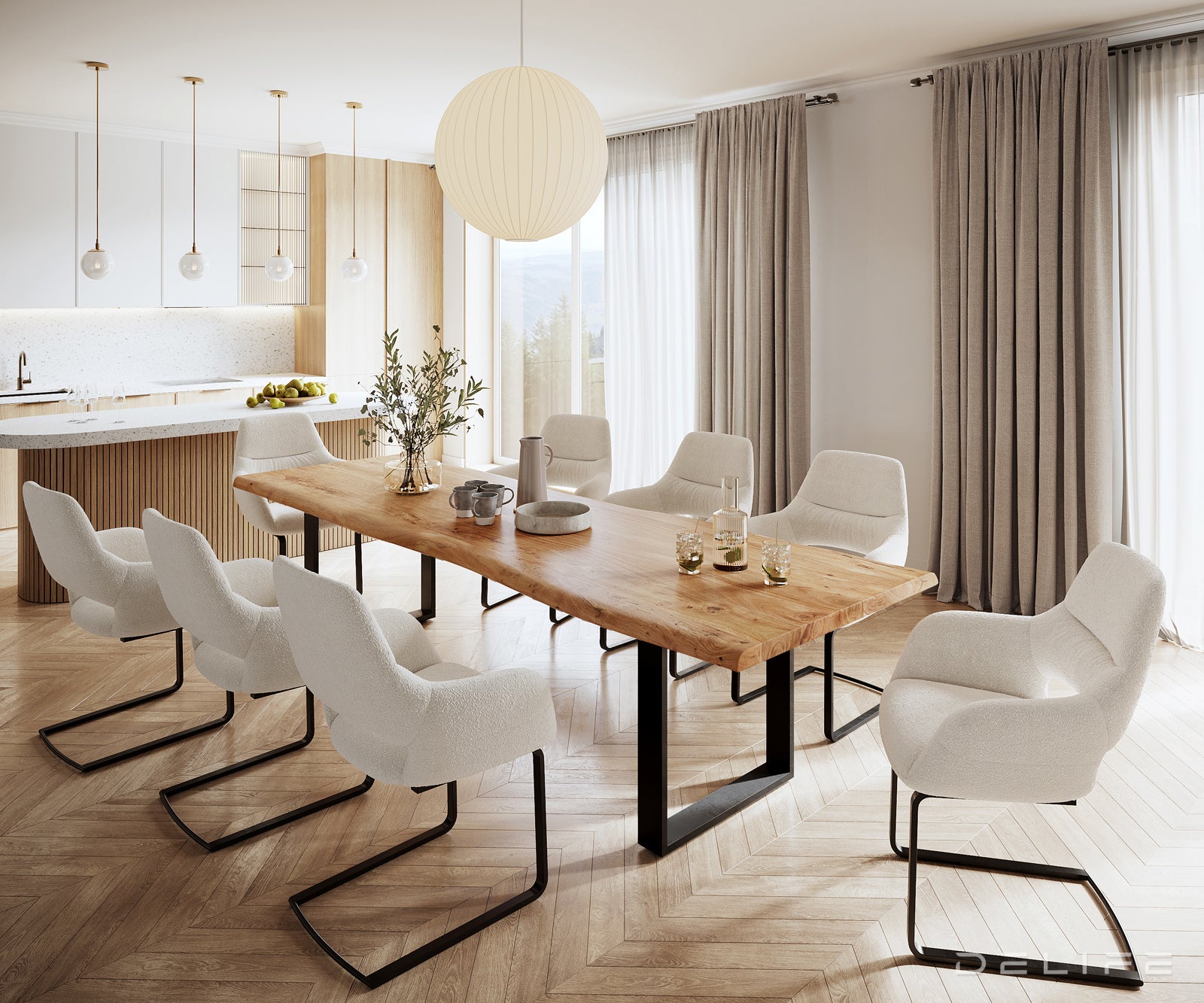 Blagovaonski stol Edge, Materijal: Bagrem, Debljina ploče: 5,5cm