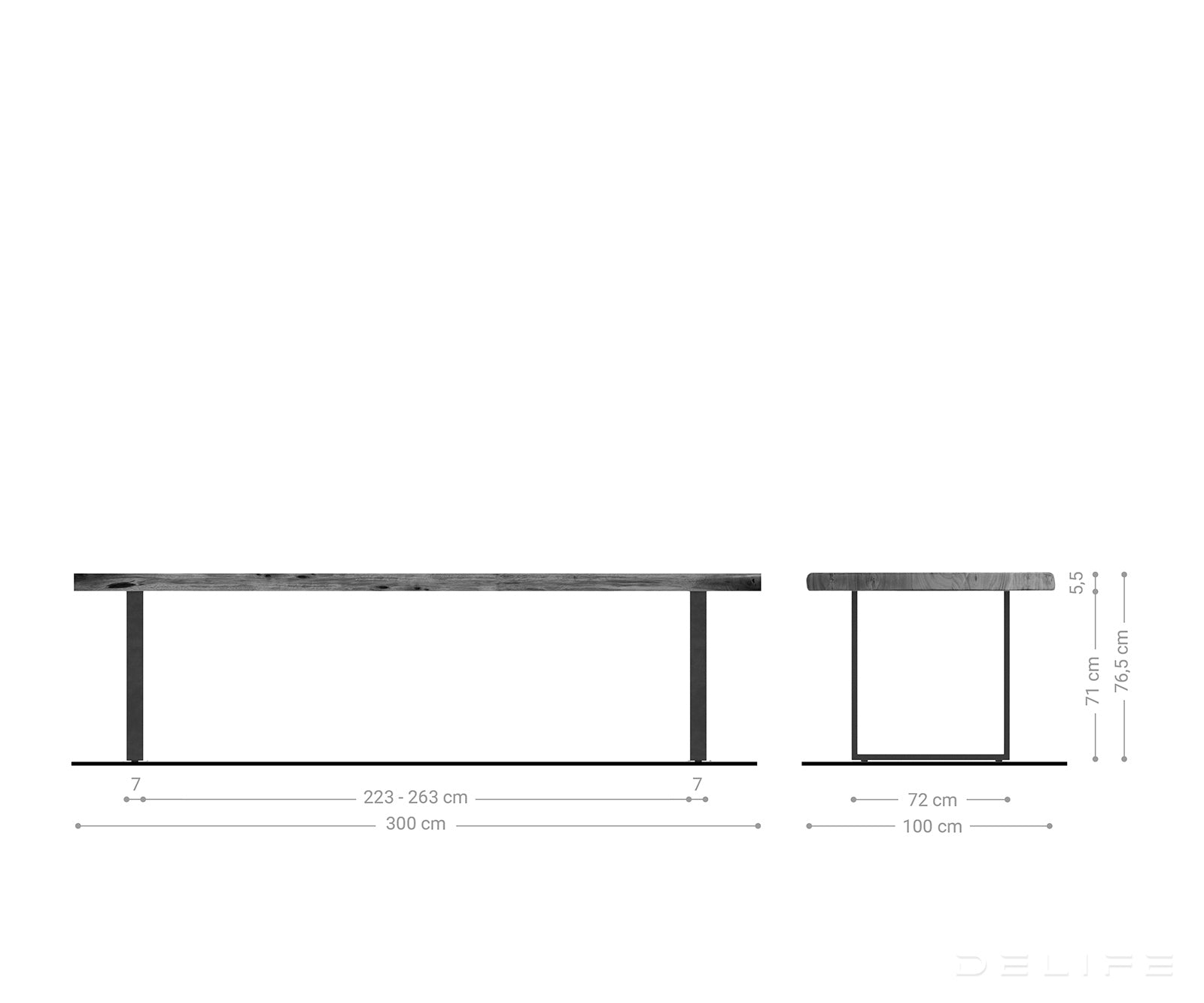 Blagovaonski stol Edge, Materijal: Bagrem, Debljina ploče: 5,5cm