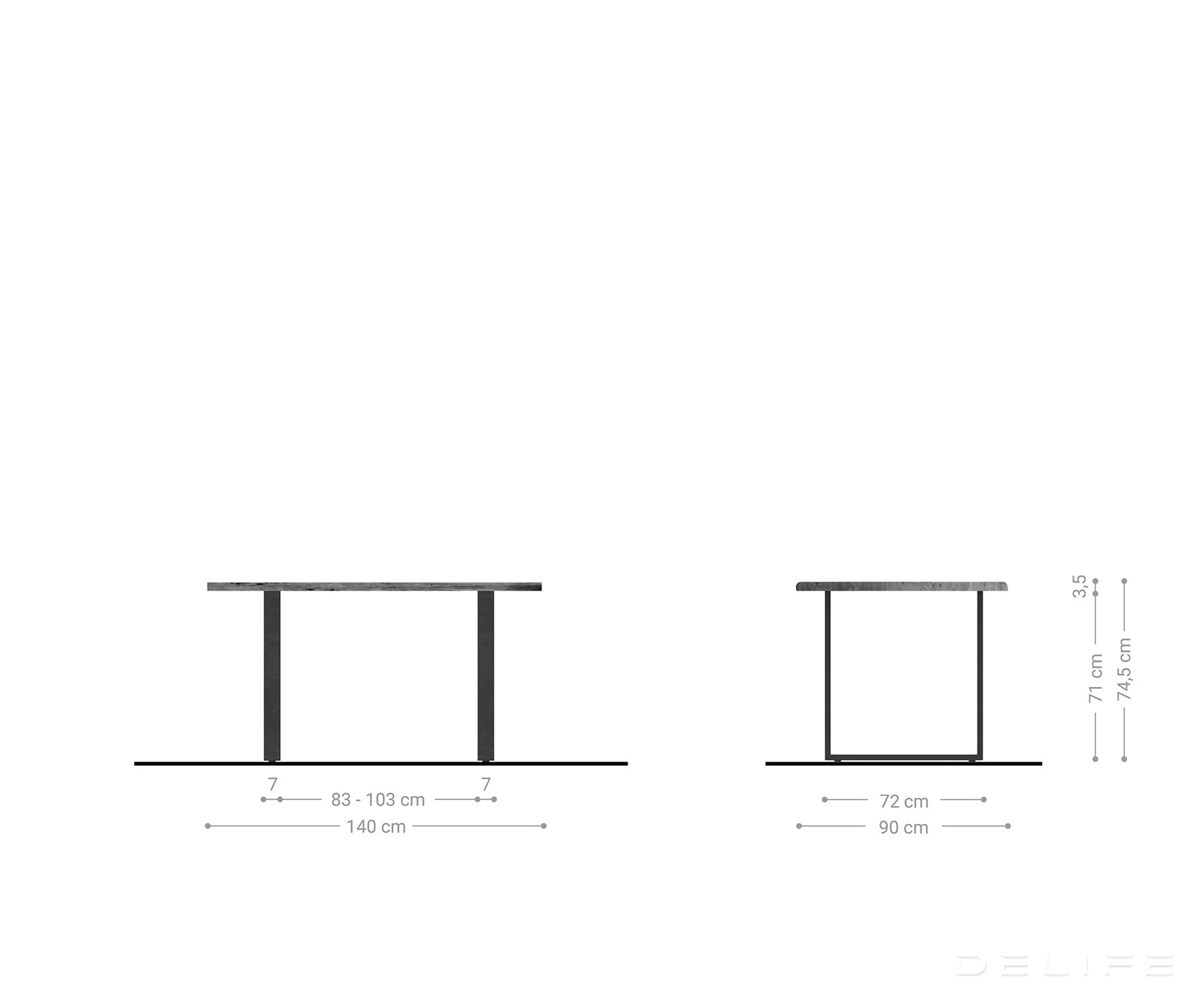 Blagovaonski stol Edge, Materijal: Bagrem, Debljina ploče: 3,5cm