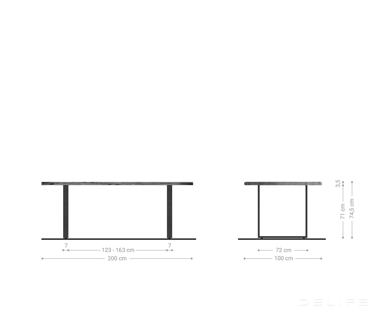 Blagovaonski stol Edge, Materijal: Bagrem, Debljina ploče: 3,5cm