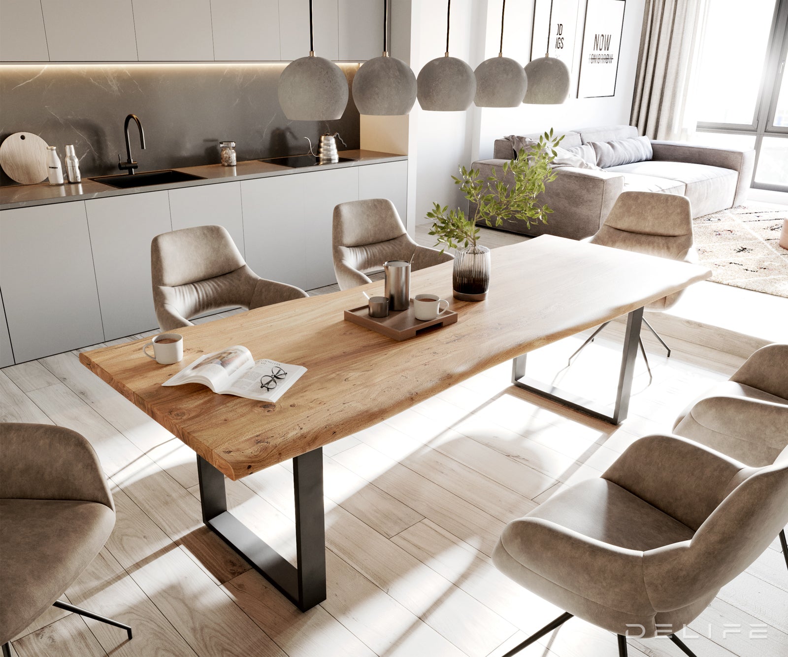 Blagovaonski stol Edge, Materijal: Bagrem, Debljina ploče: 3,5cm