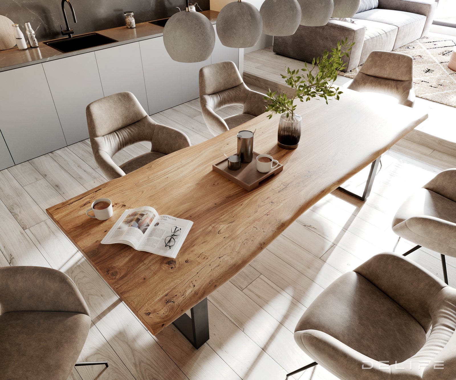 Blagovaonski stol Edge, Materijal: Bagrem, Debljina ploče: 3,5cm