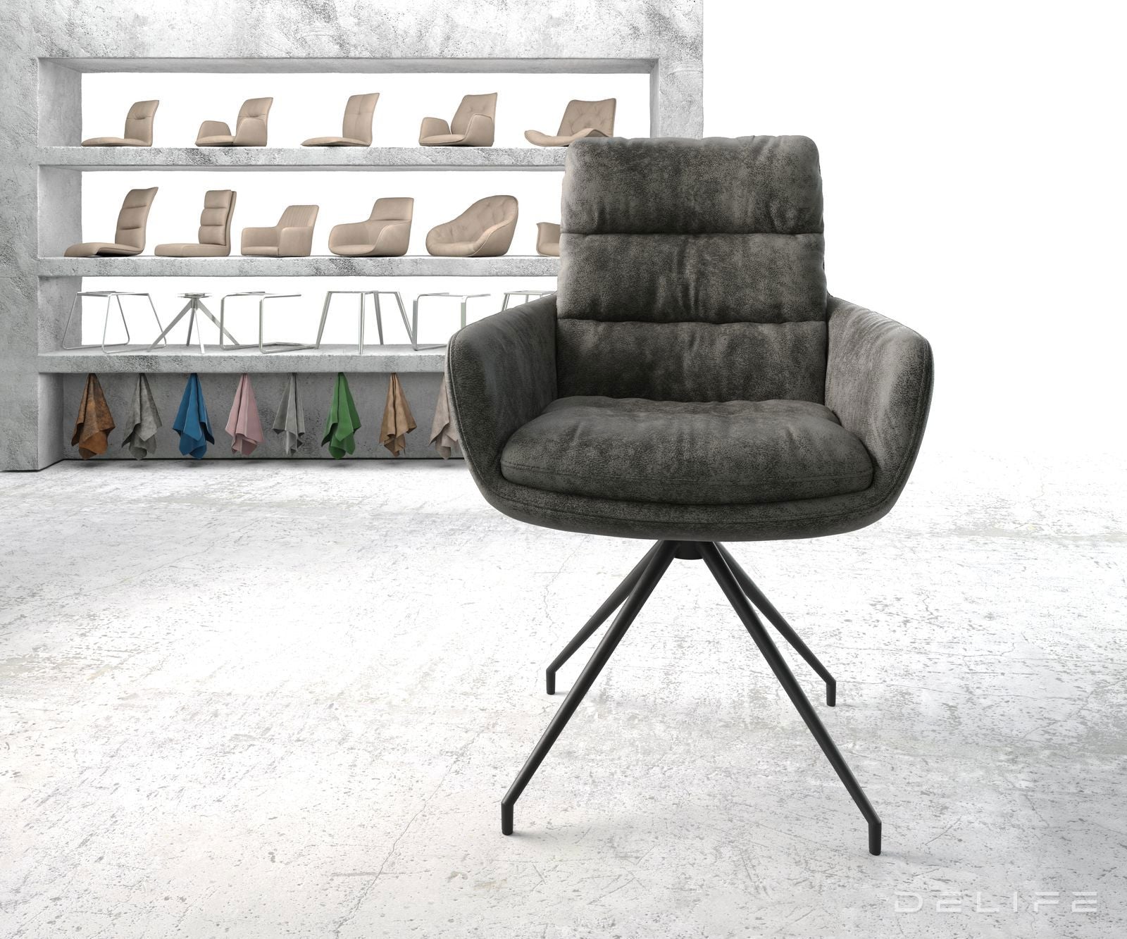 Blagovaonska stolica s rukonaslonom Abelia, Materijal: Mikrofibra