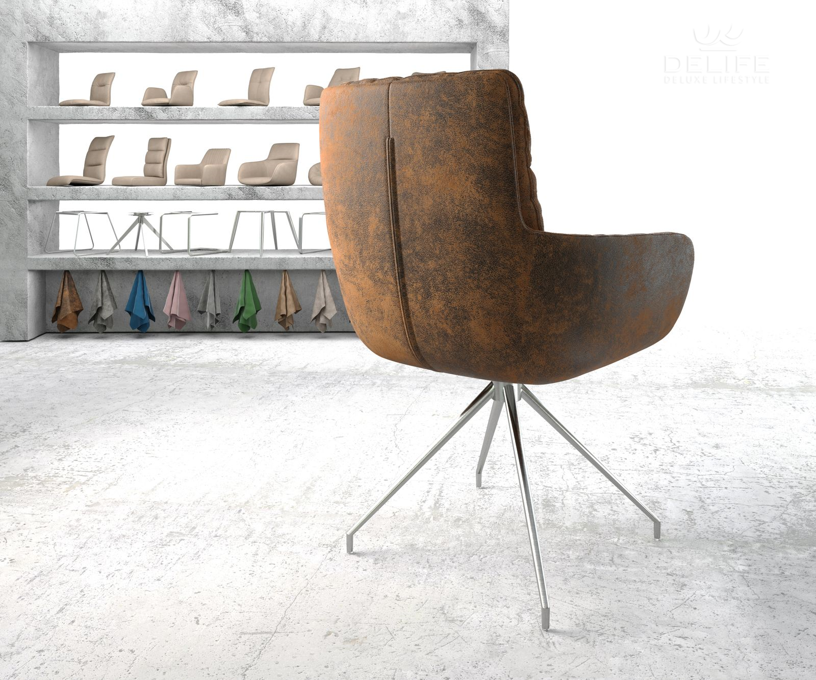 Blagovaonska stolica s rukonaslonom Abelia, Materijal: Mikrofibra