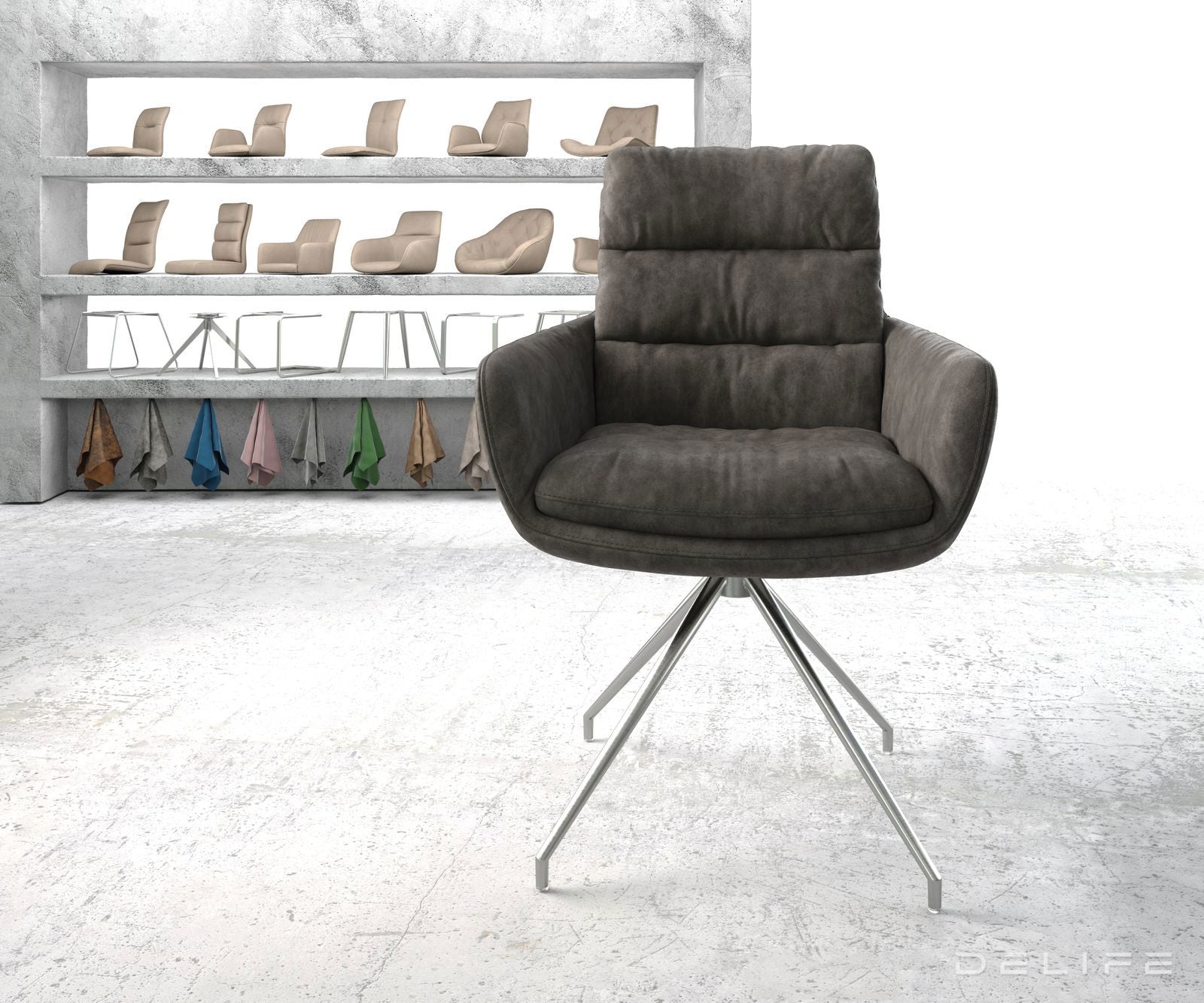 Blagovaonska stolica s rukonaslonom Abelia, Materijal: Mikrofibra