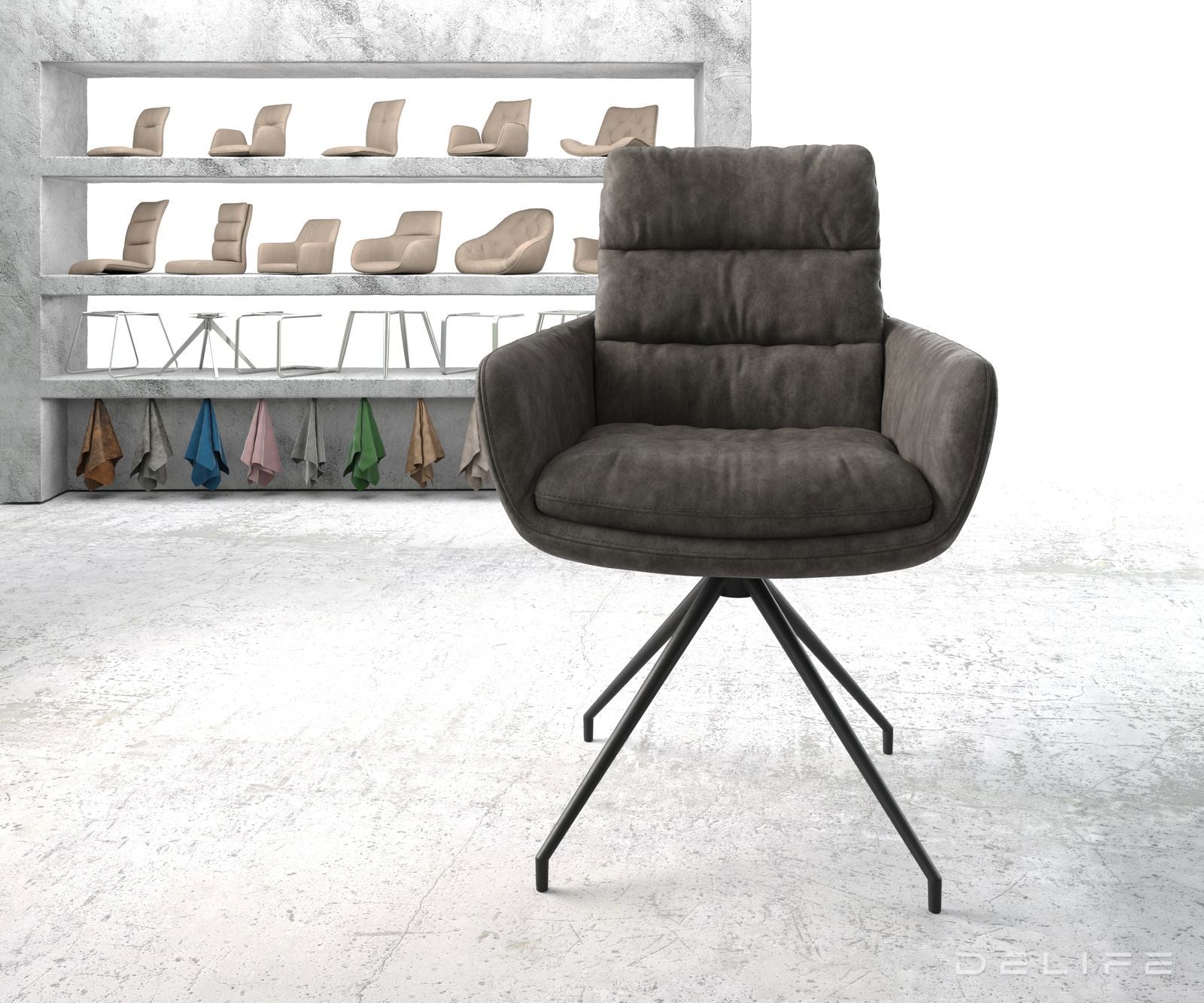 Blagovaonska stolica s rukonaslonom Abelia, Materijal: Mikrofibra