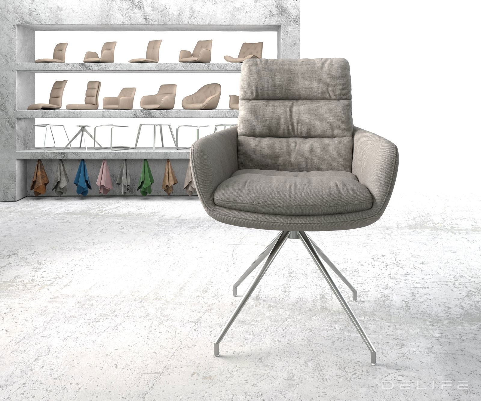 Blagovaonska stolica s rukonaslonom Abelia, Materijal: Ravno tkanje