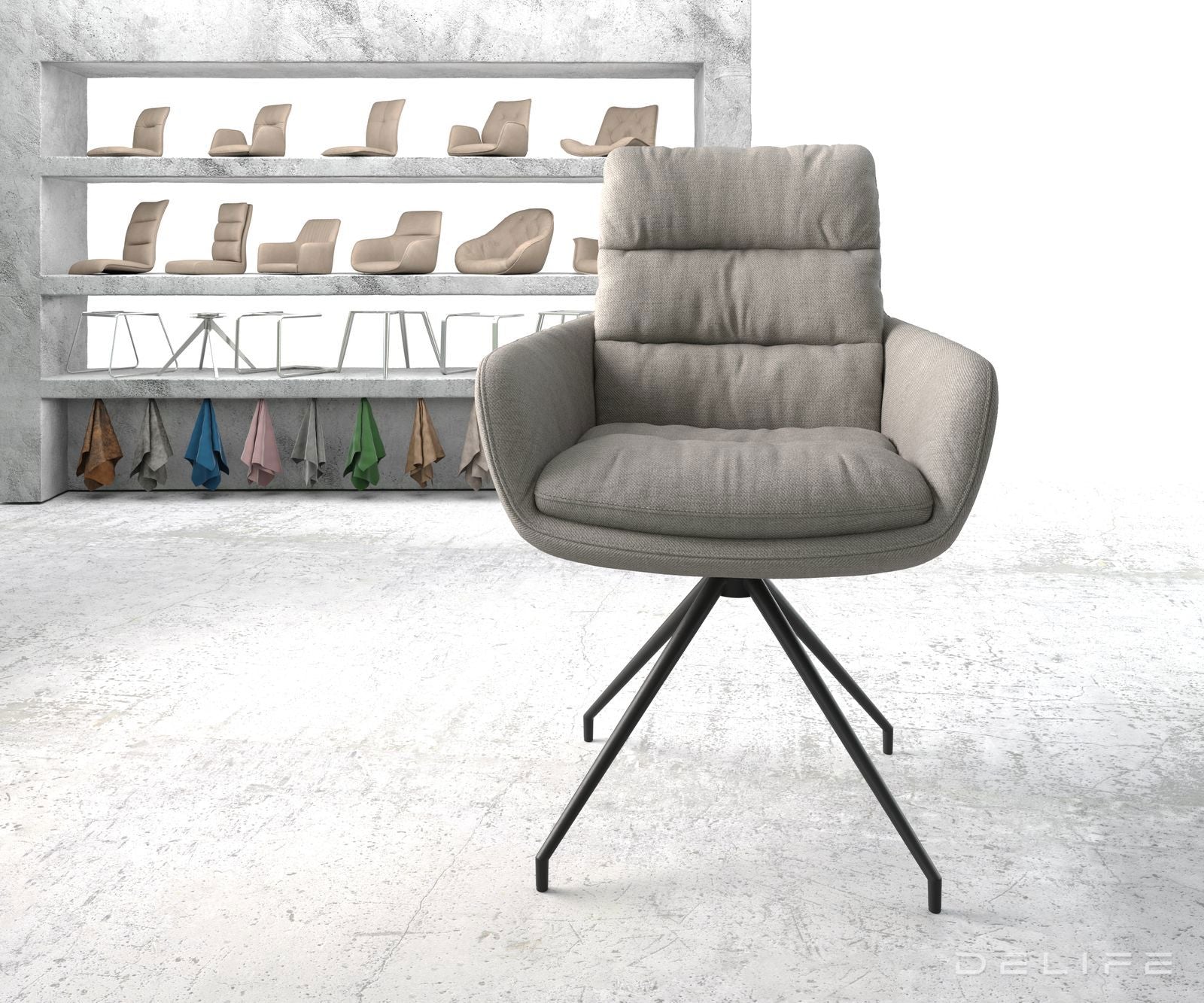 Blagovaonska stolica s rukonaslonom Abelia, Materijal: Ravno tkanje