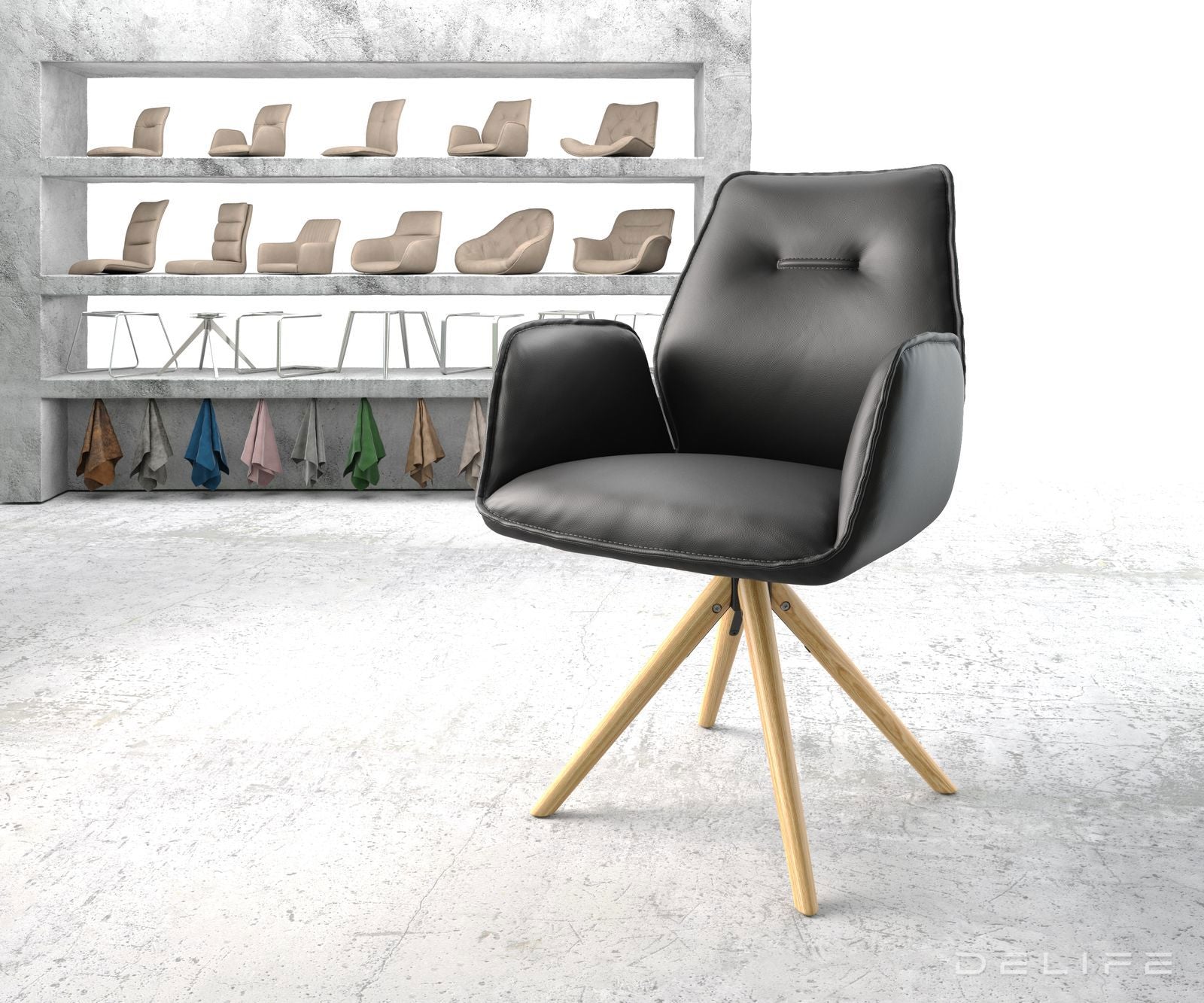 Blagovaonska stolica Zoa, Materijal: Koža