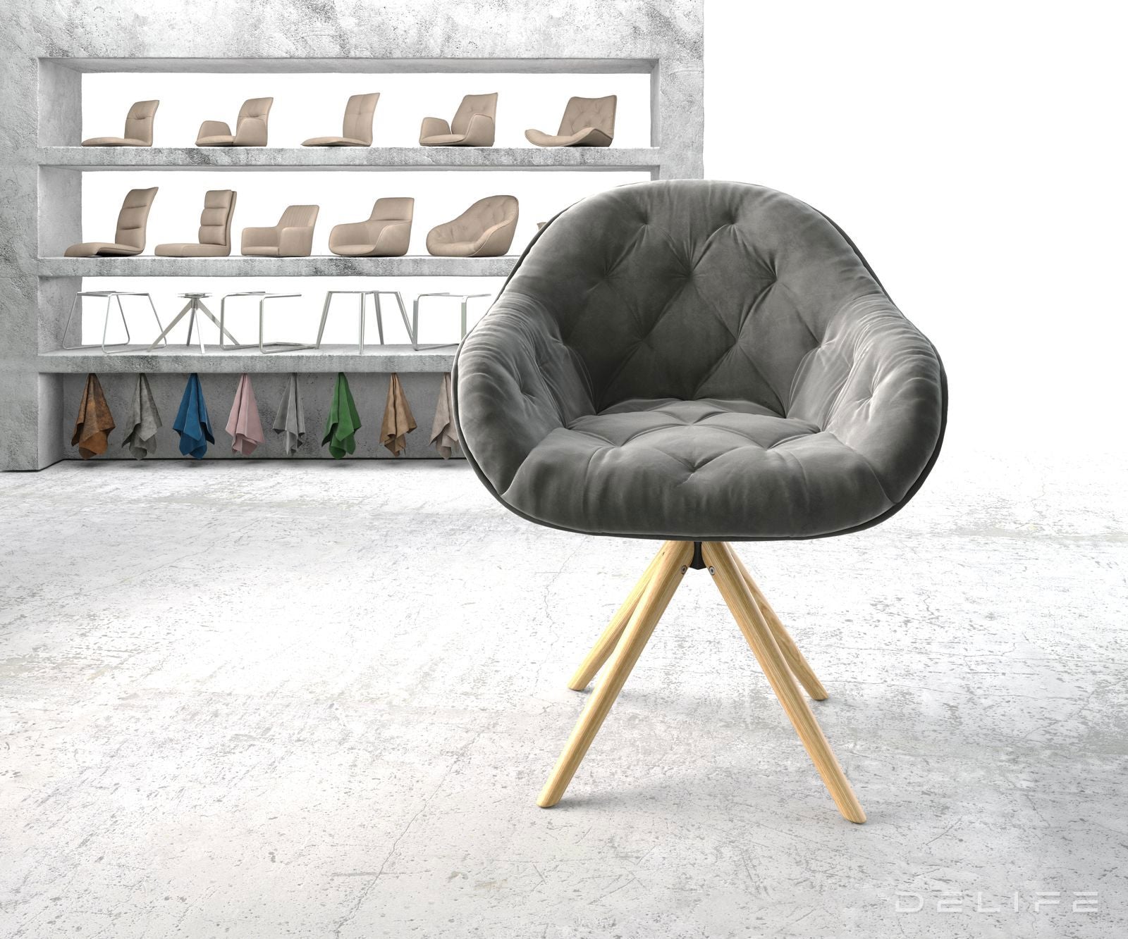 Blagovaonska stolica Gaio, Materijal: Baršun