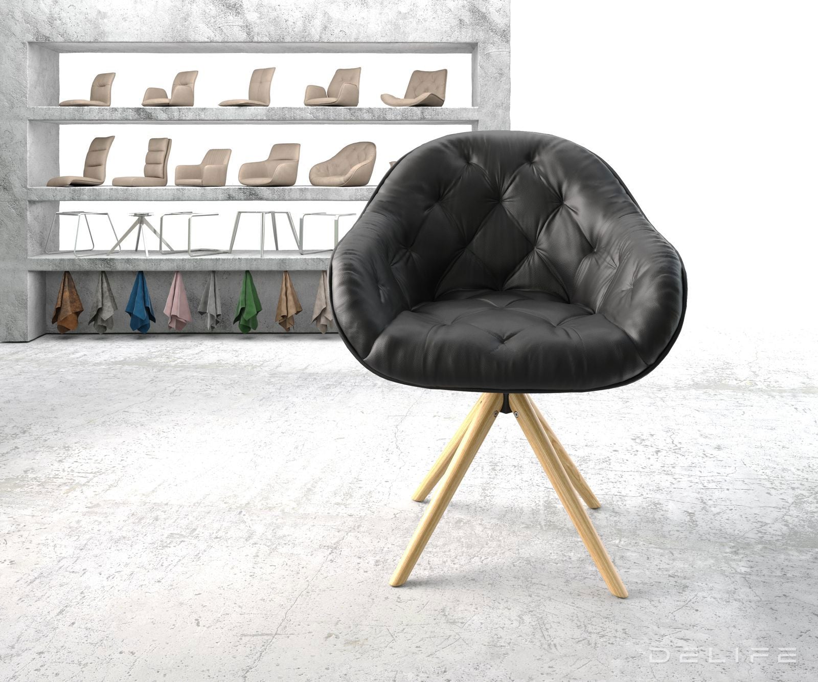 Blagovaonska stolica Gaio, Materijal: Koža