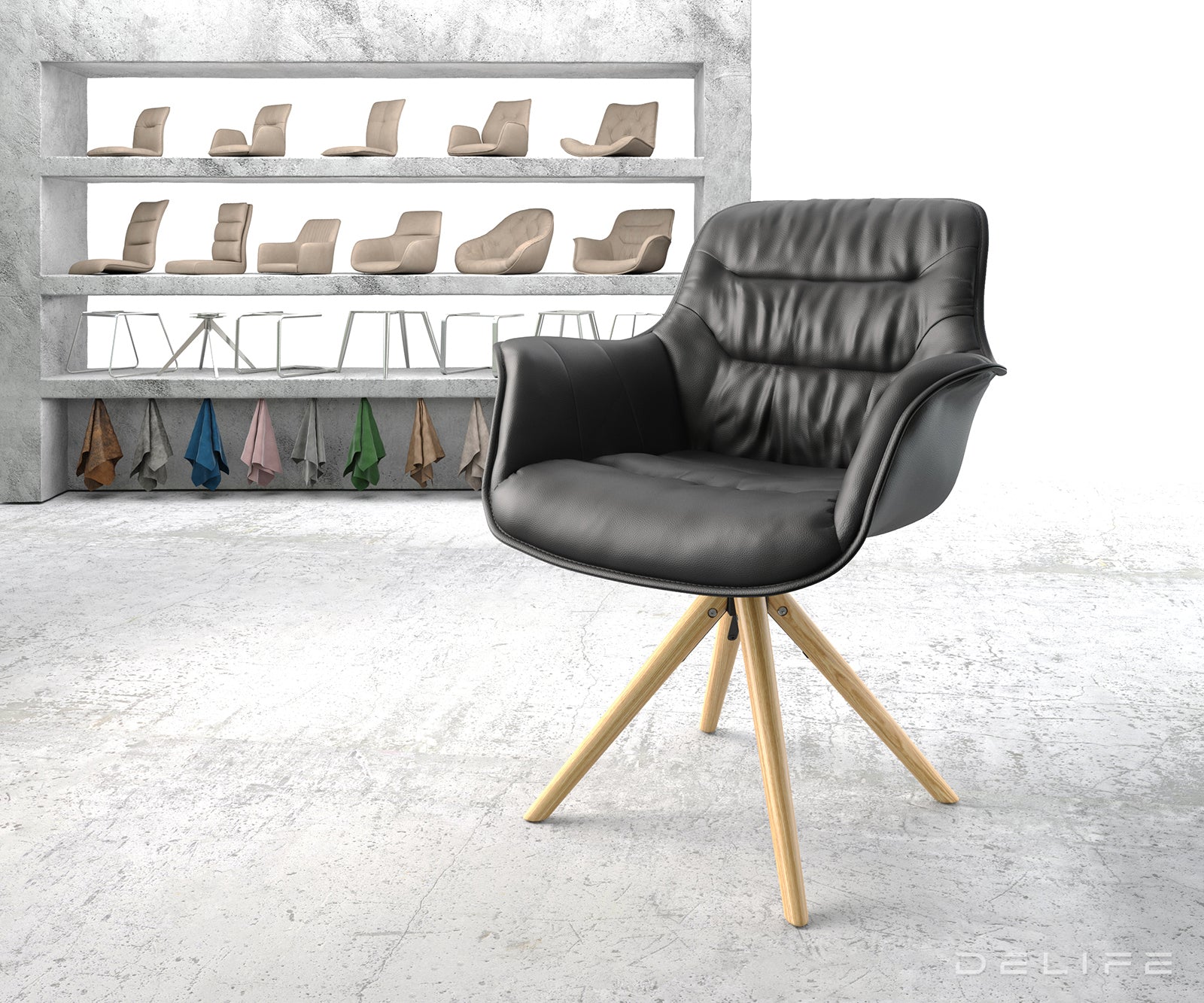 Blagovaonska stolica Kaira, Materijal: Koža