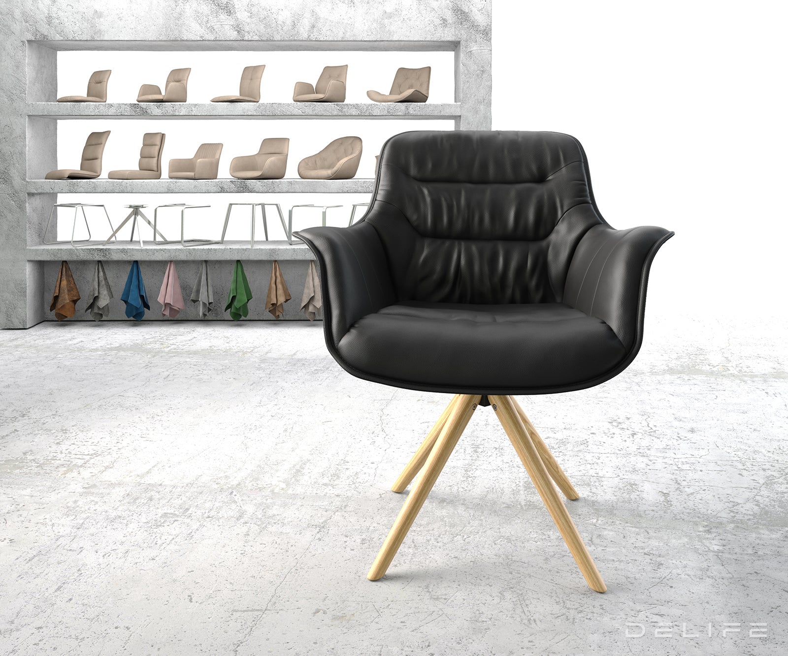 Blagovaonska stolica Kaira, Materijal: Koža