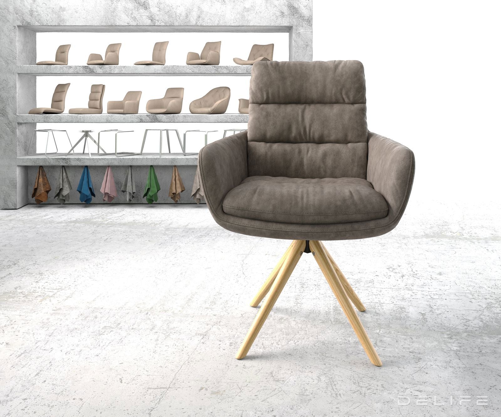 Blagovaonska stolica s rukonaslonom Abelia, Materijal: Mikrofibra