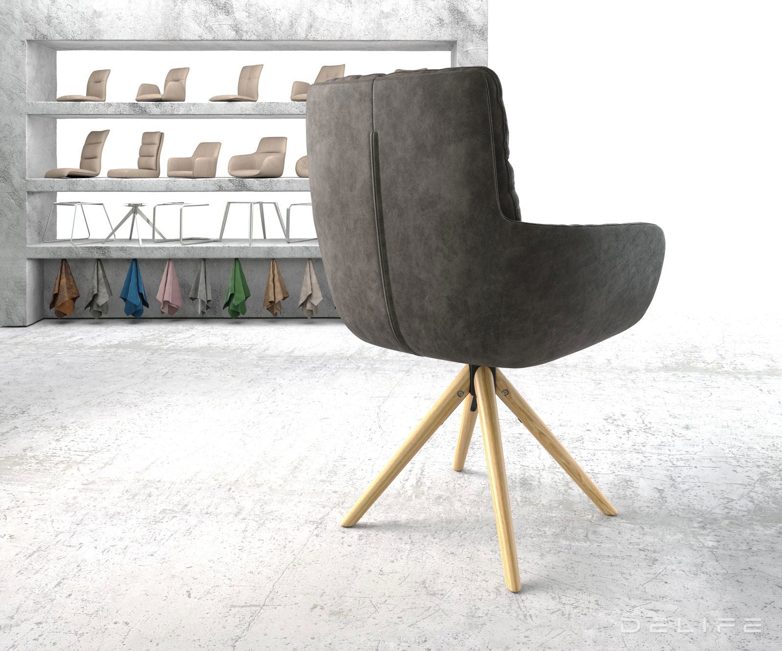 Blagovaonska stolica s rukonaslonom Abelia, Materijal: Mikrofibra