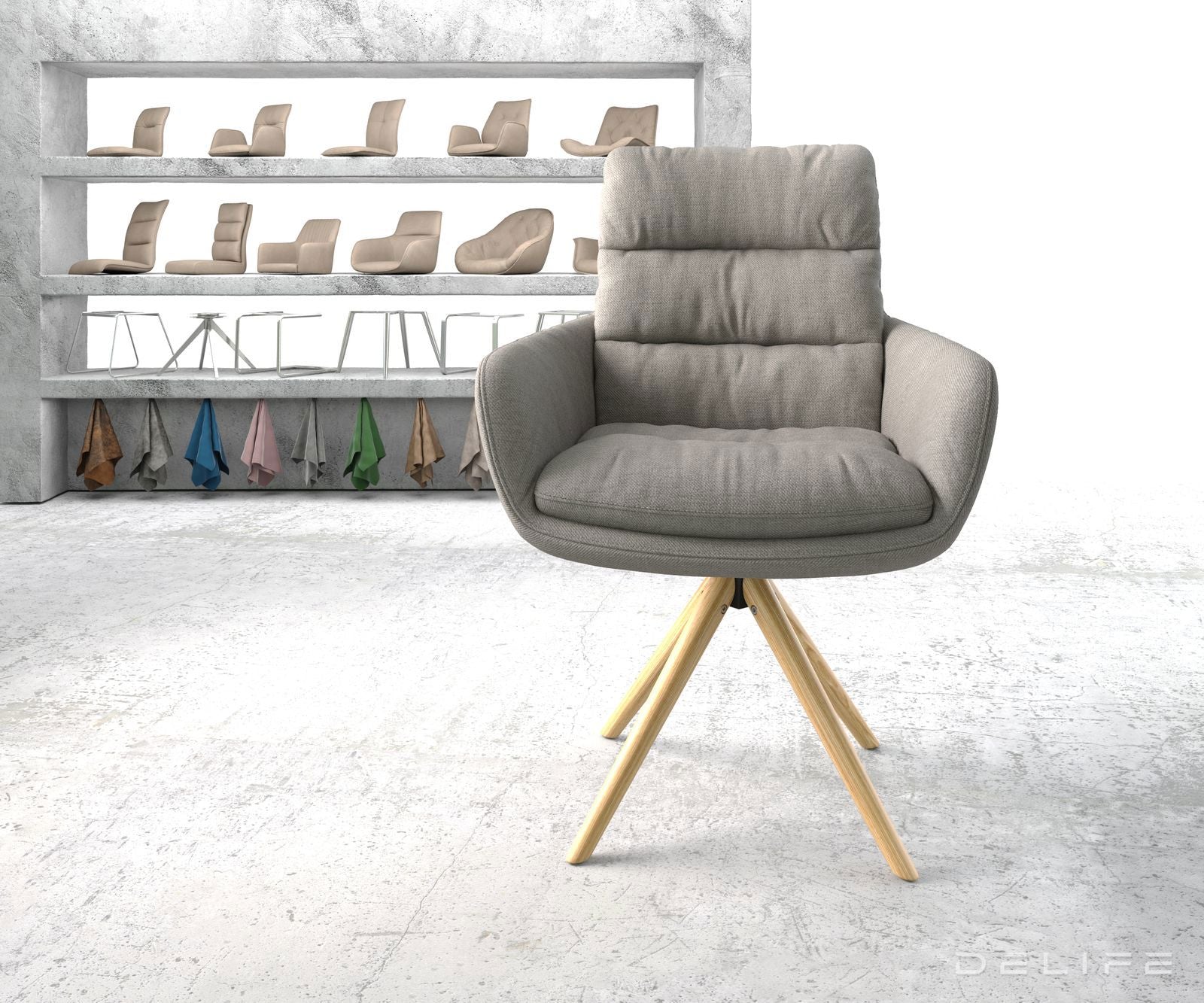 Blagovaonska stolica s rukonaslonom Abelia, Materijal: Ravno tkanje