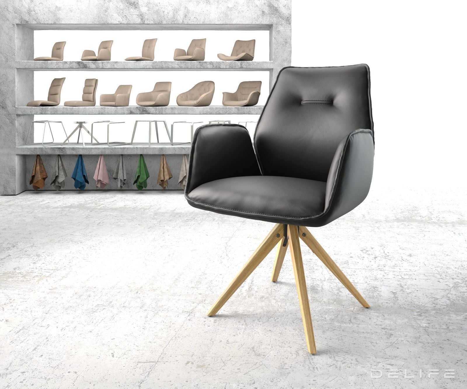 Blagovaonska stolica Zoa, Materijal: Koža