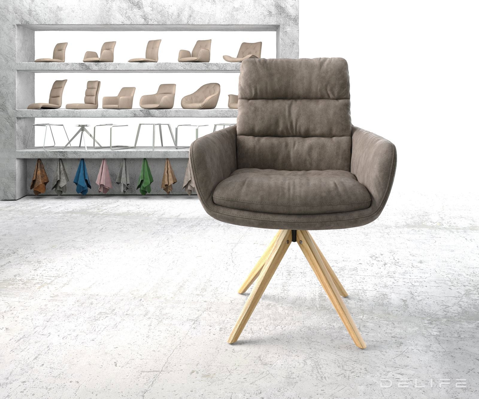 Blagovaonska stolica s rukonaslonom Abelia, Materijal: Mikrofibra