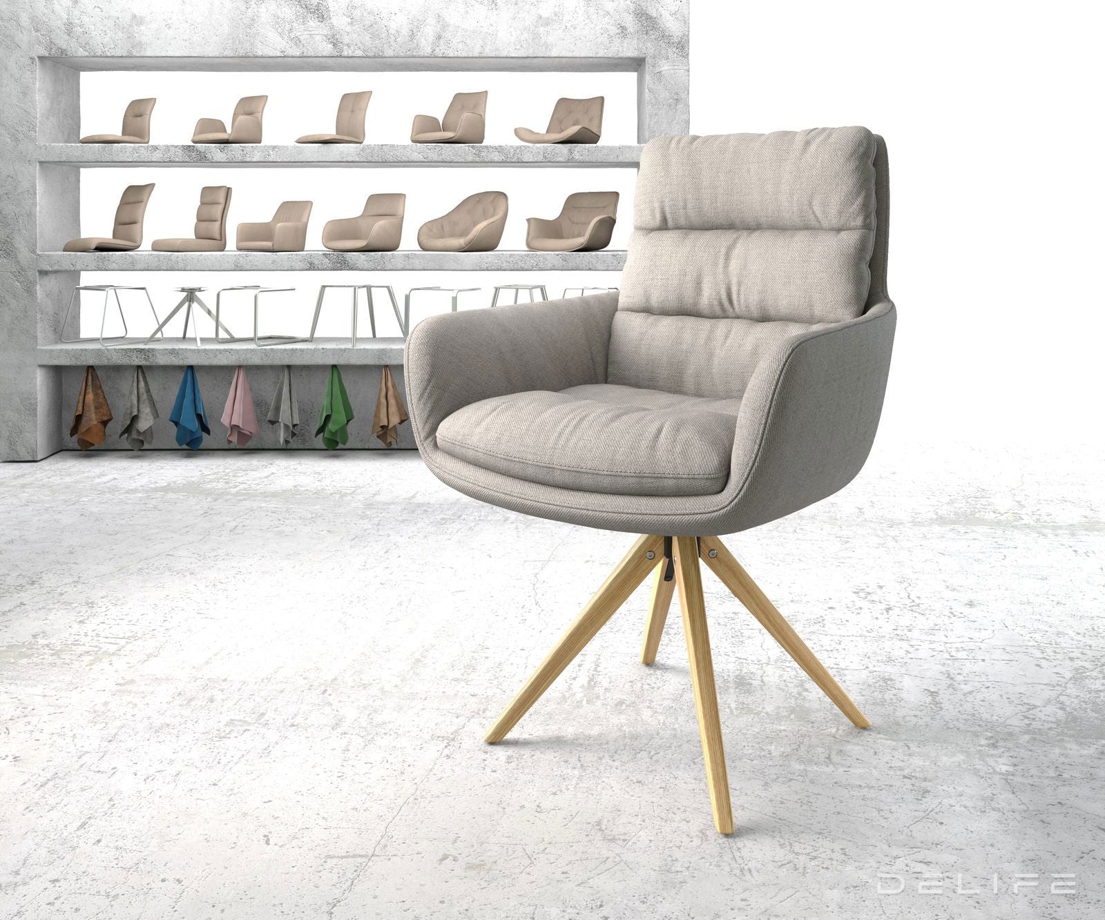 Blagovaonska stolica s rukonaslonom Abelia, Materijal: Ravno tkanje