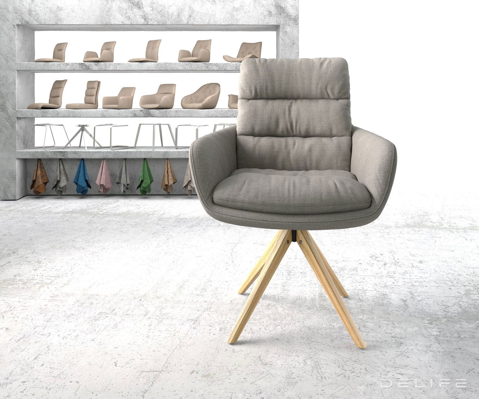 Blagovaonska stolica s rukonaslonom Abelia, Materijal: Ravno tkanje