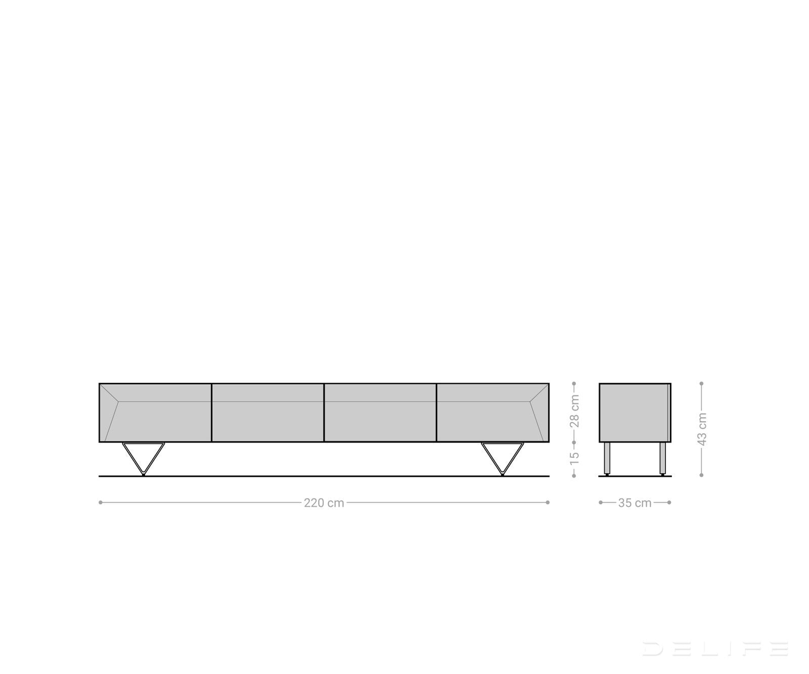 Komoda Kayu 200x35cm, Materijal: Bagrem