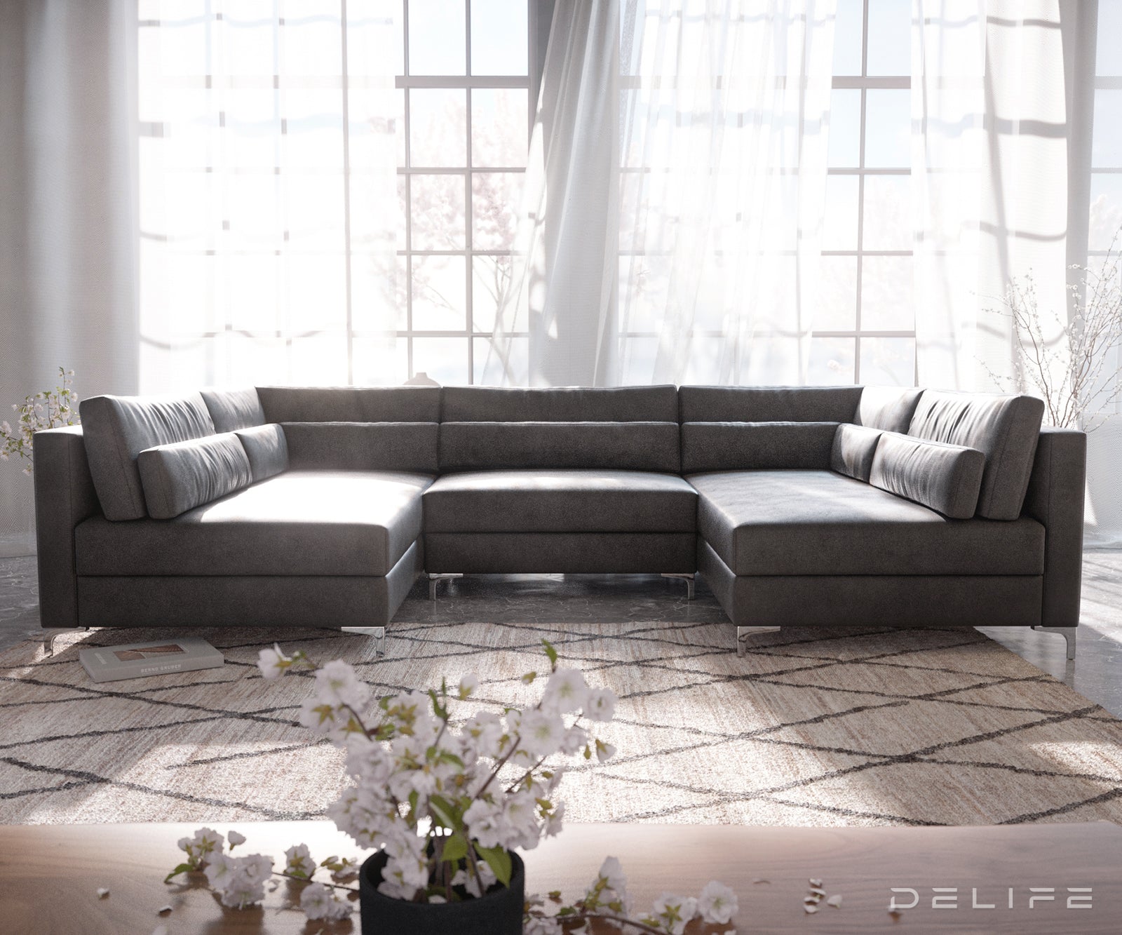 Kutna garnitura Elio 300x185cm, Materijal: Imitacija kože