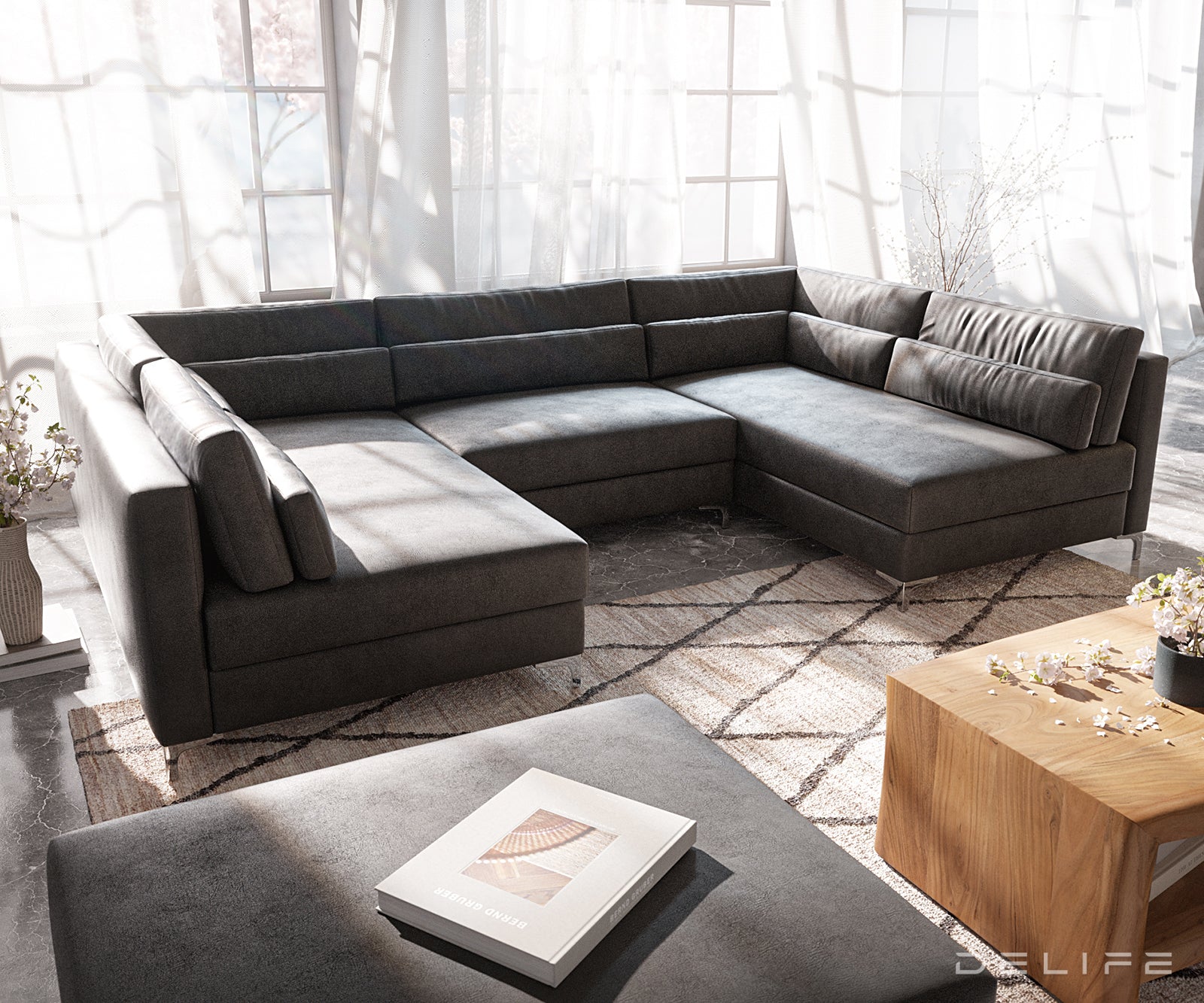 Kutna garnitura Elio 300x185cm, Materijal: Imitacija kože