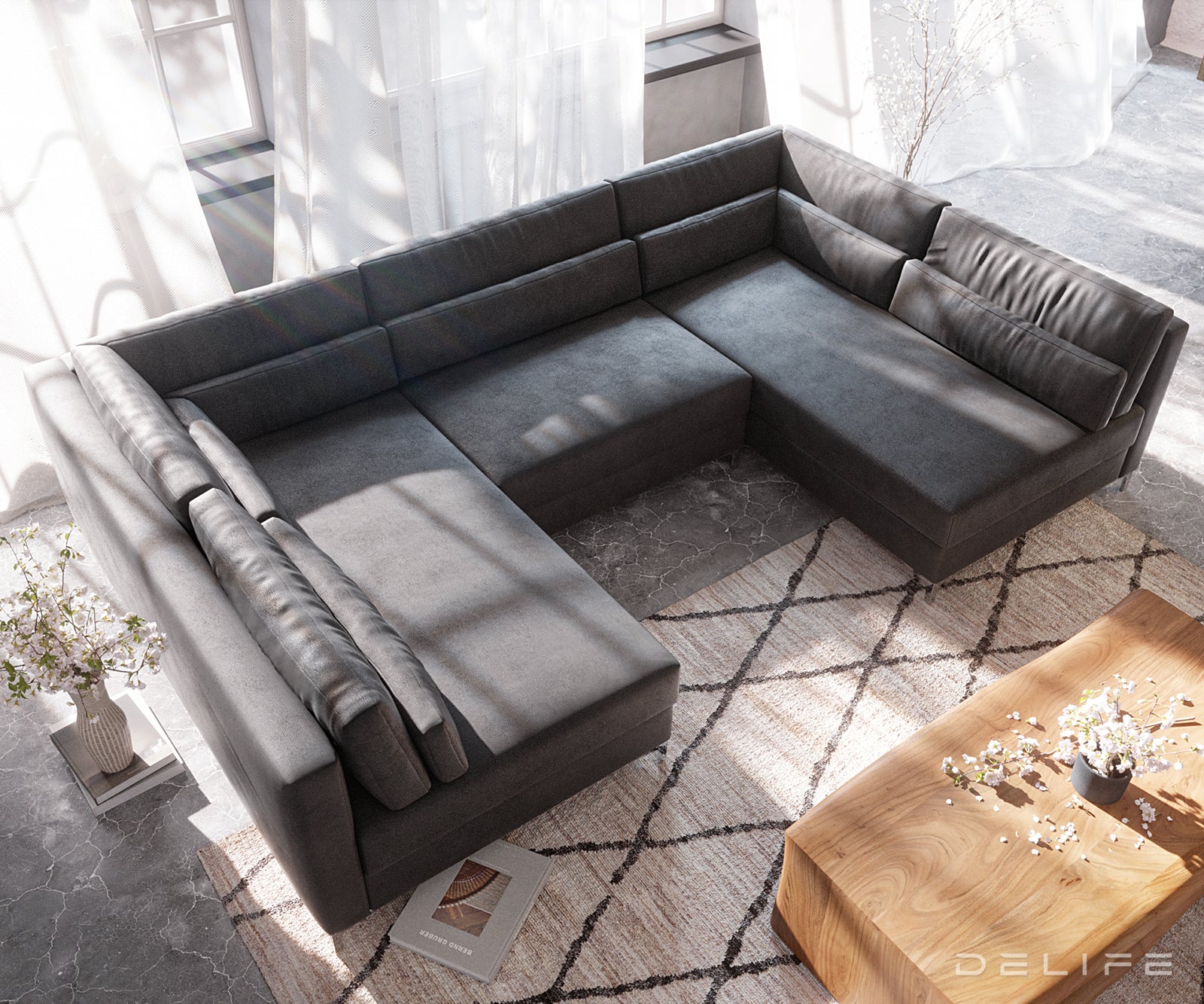 Kutna garnitura Elio 300x185cm, Materijal: Imitacija kože