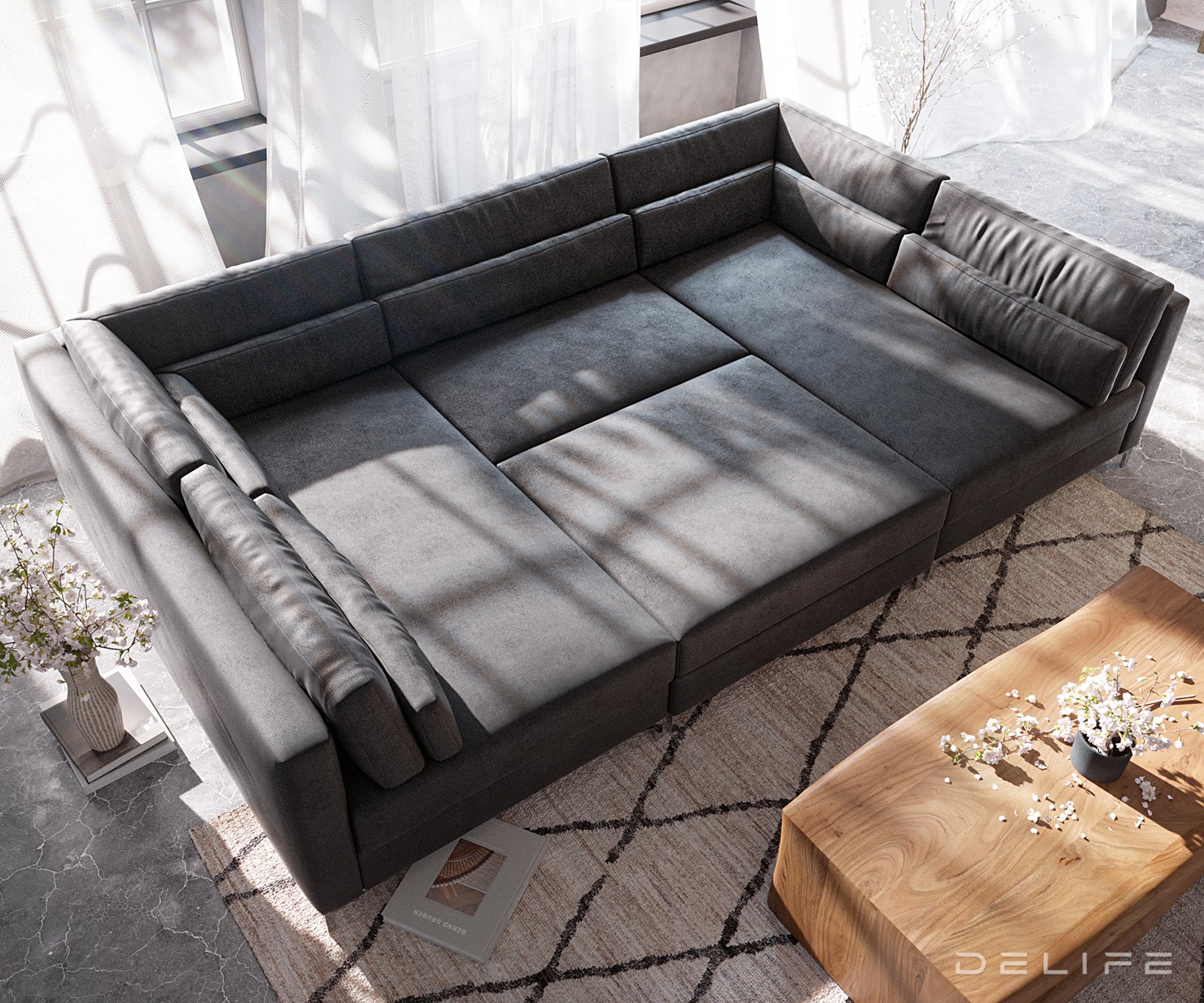 Kutna garnitura Elio 300x185cm, Materijal: Imitacija kože