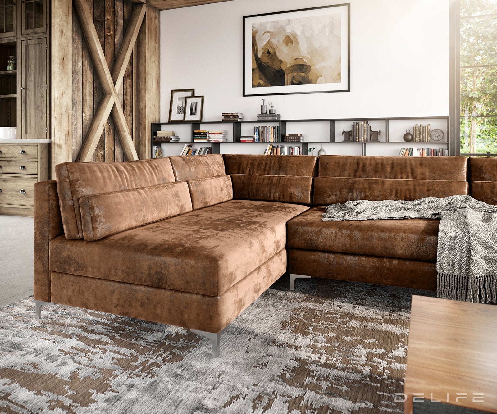 Kutna garnitura Elio 300x185cm, Materijal: Imitacija kože