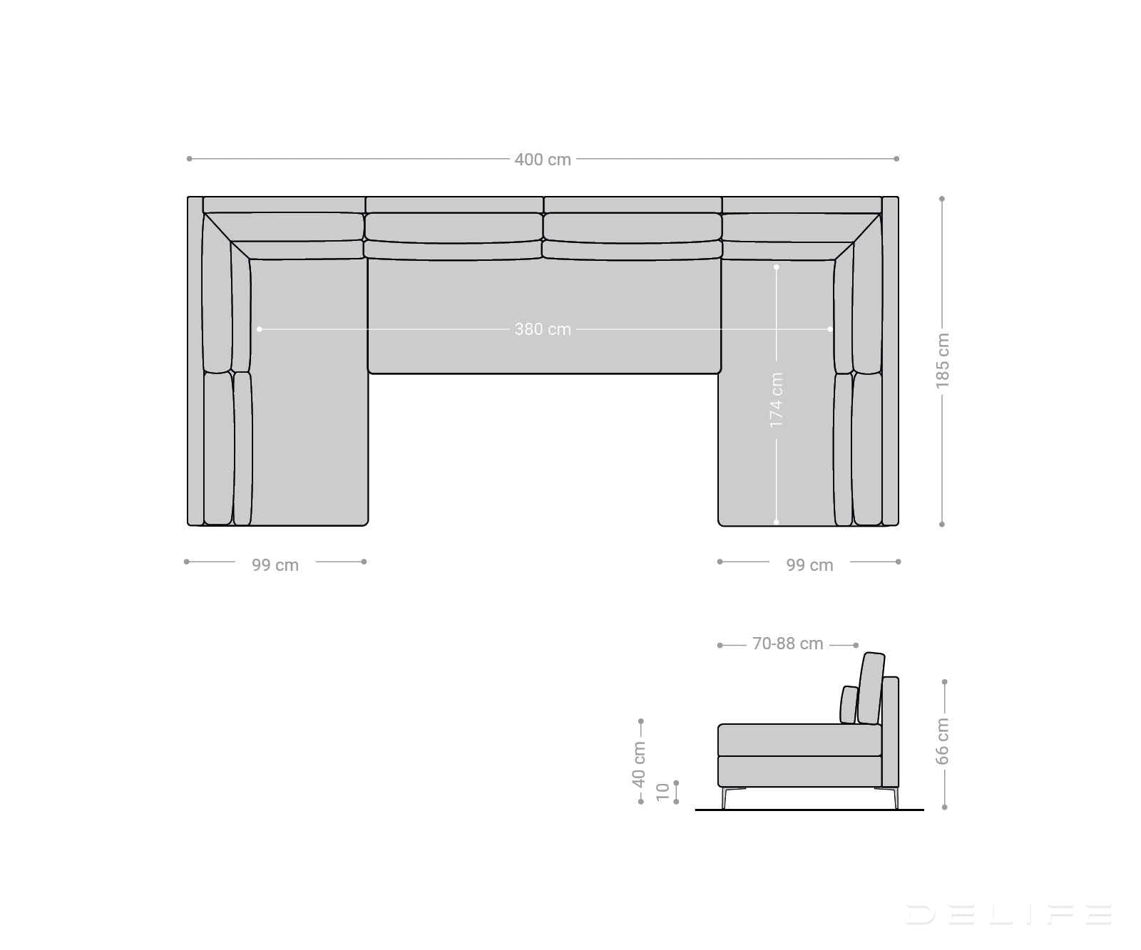 Kutna garnitura Elio 300x185cm, Materijal: Imitacija kože