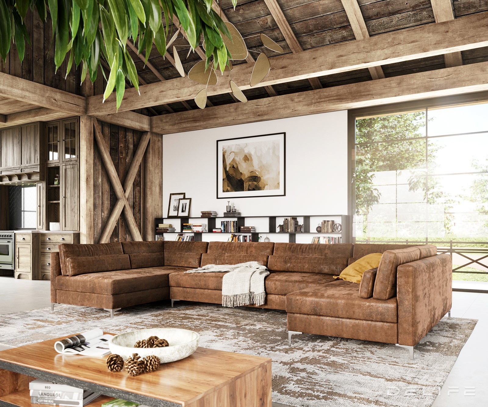 Kutna garnitura Elio 300x185cm, Materijal: Imitacija kože