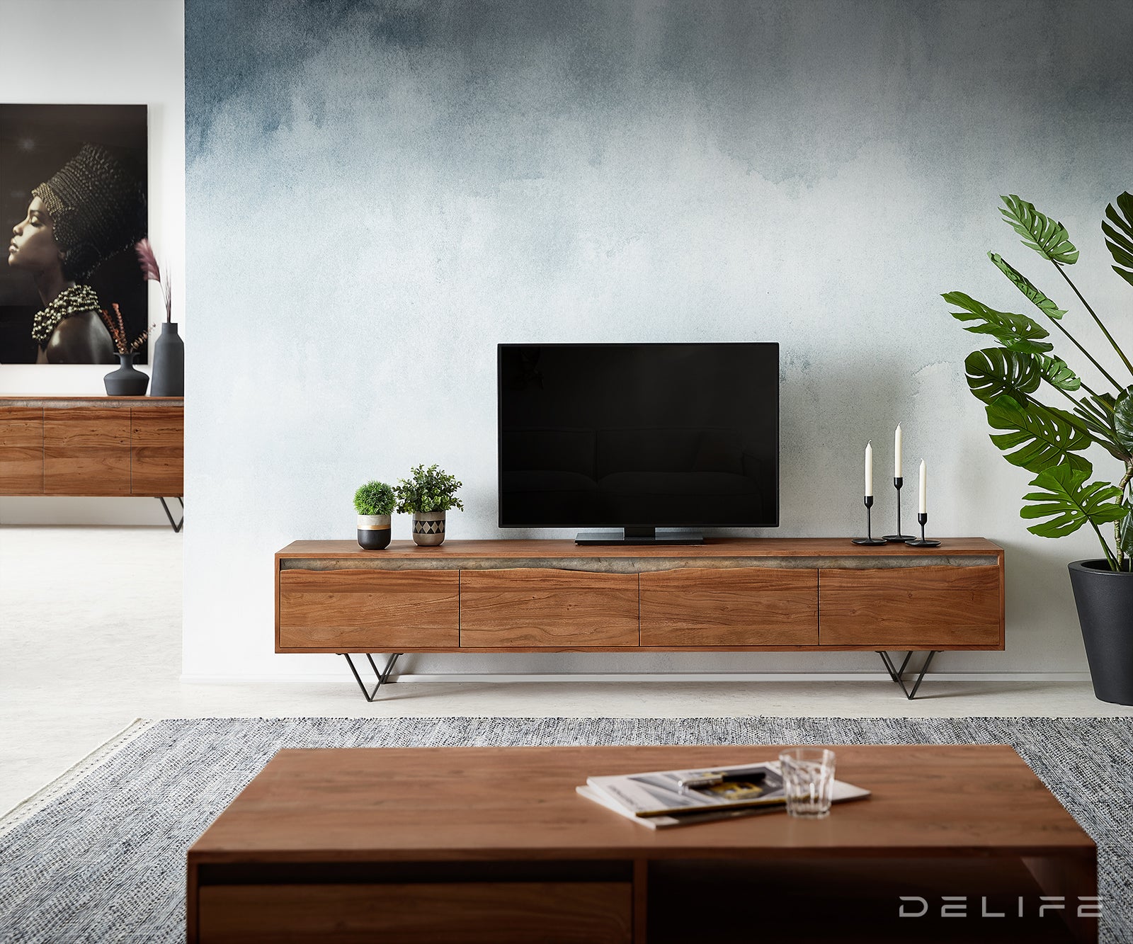 Komoda Stonegrace 220x35cm, Materijal: Bagrem