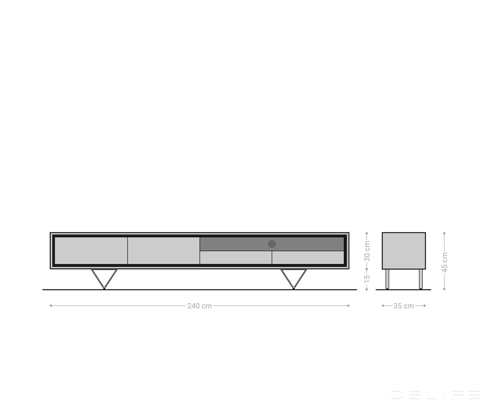 Komoda Stonegrace 240cm, Materijal: Bagrem
