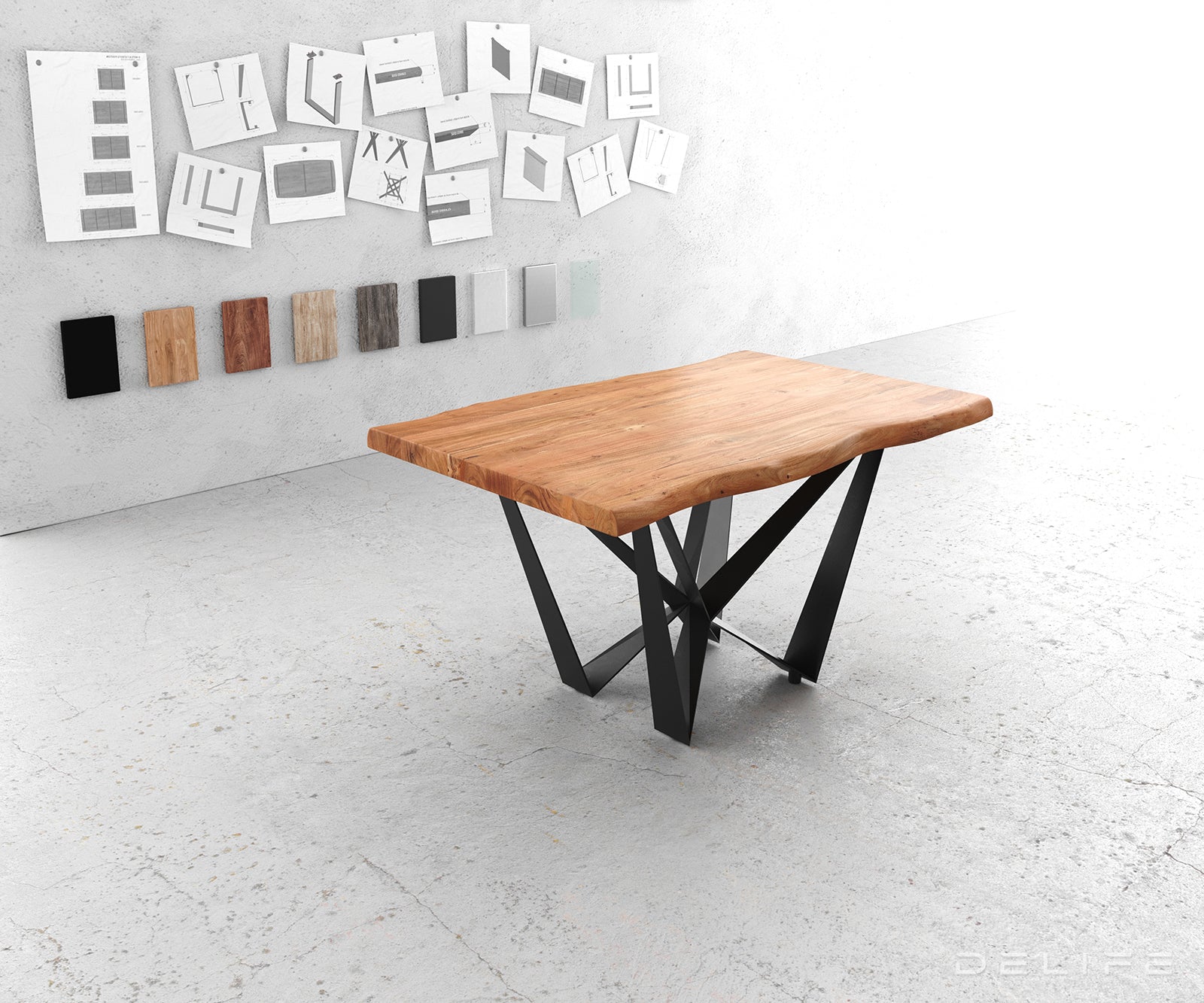 Blagovaonski stol Edge, Materijal: Bagrem, Debljina ploče: 5,5cm