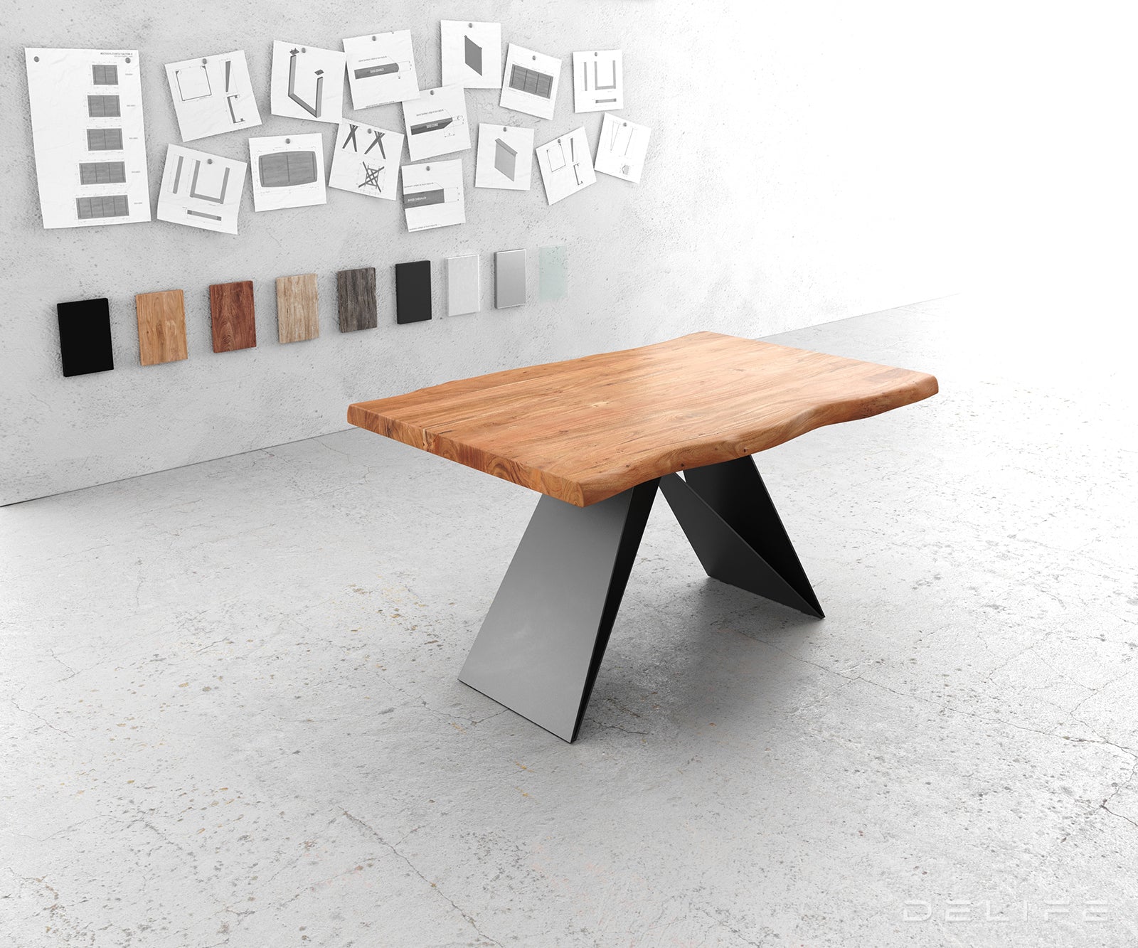 Blagovaonski stol Edge, Materijal: Bagrem, Debljina ploče: 5,5cm