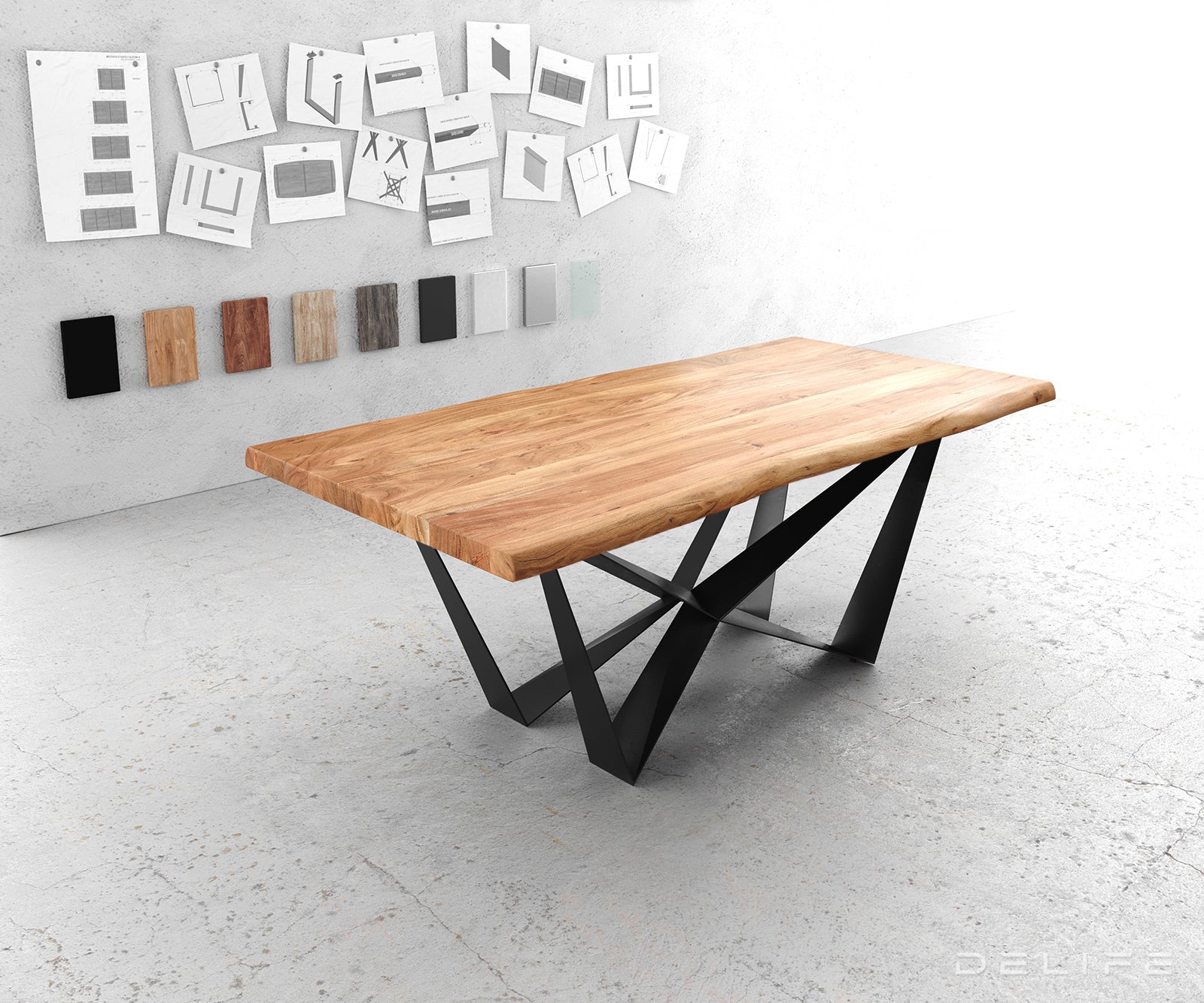 Blagovaonski stol Edge, Materijal: Bagrem, Debljina ploče: 5,5cm