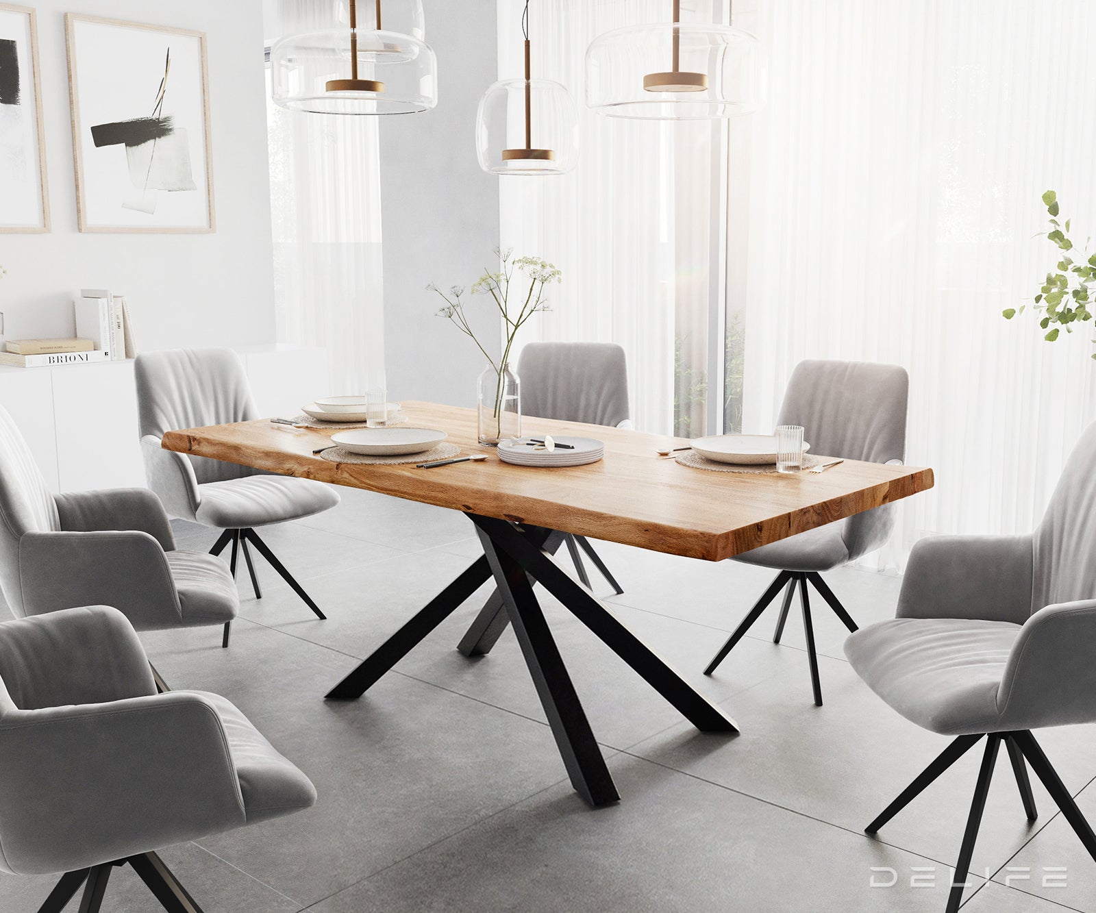 Blagovaonski stol Edge, Materijal: Bagrem, Debljina ploče: 5,5cm