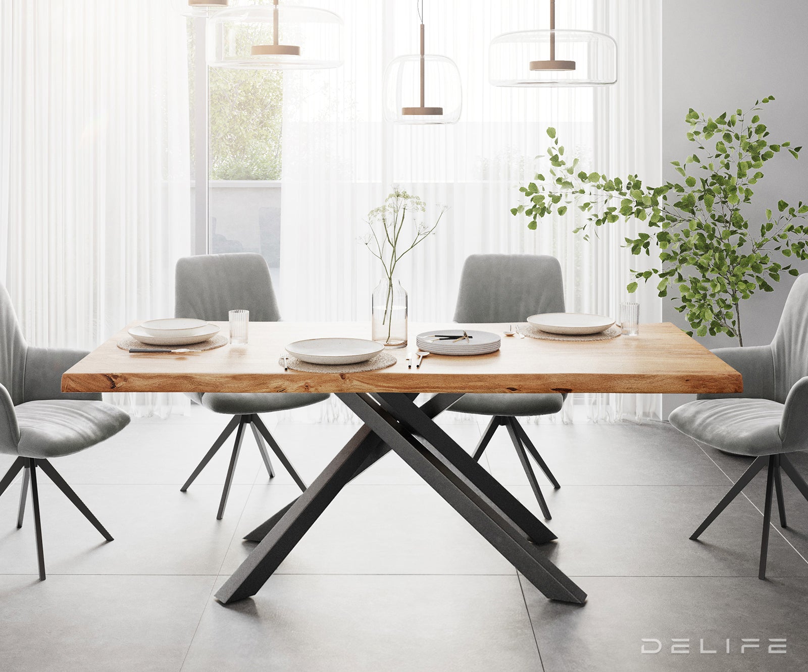 Blagovaonski stol Edge, Materijal: Bagrem, Debljina ploče: 5,5cm