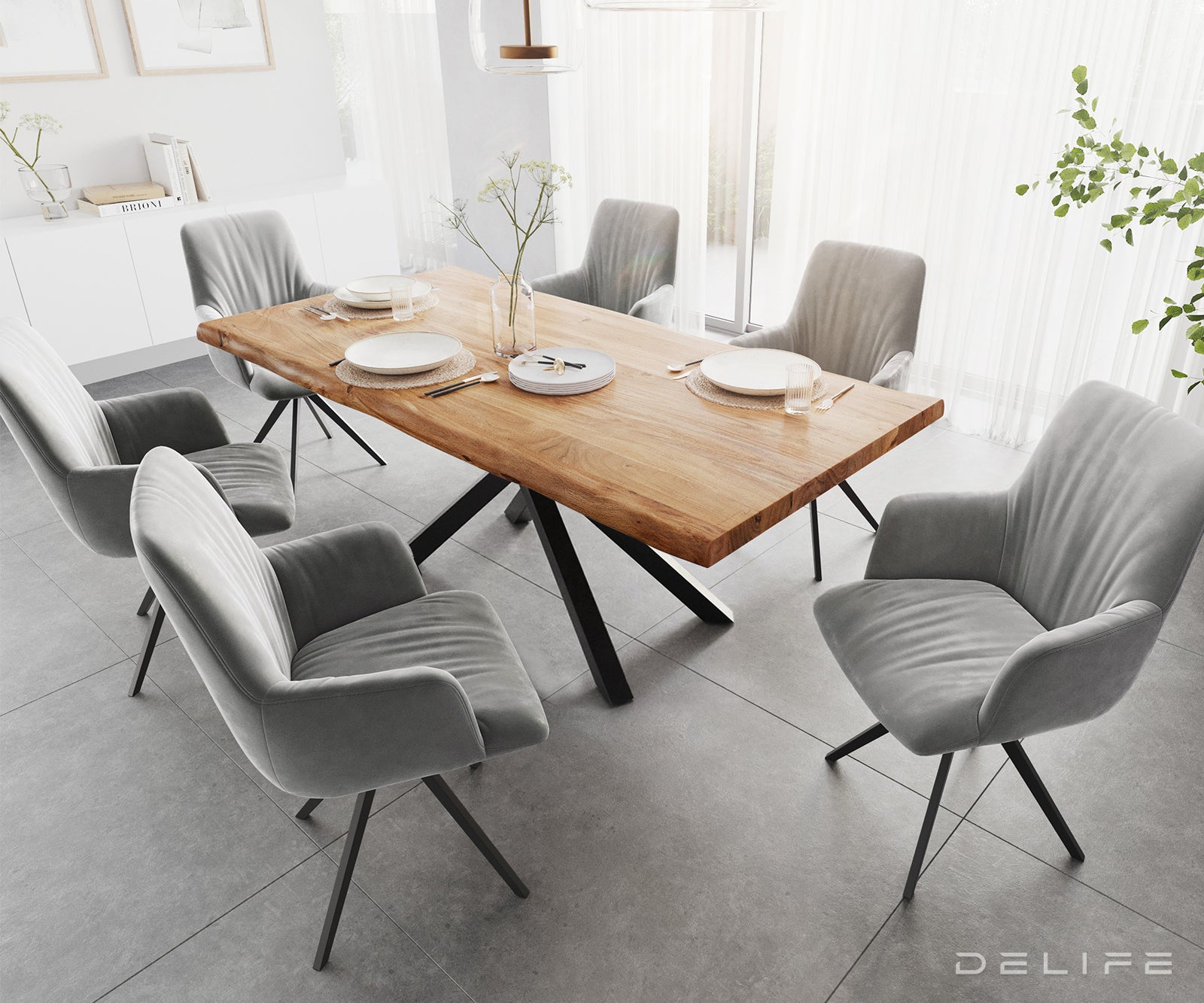 Blagovaonski stol Edge, Materijal: Bagrem, Debljina ploče: 5,5cm