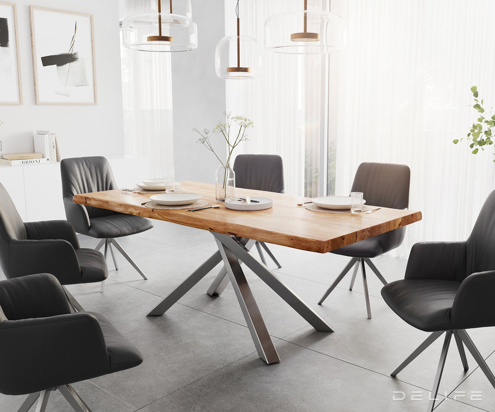 Blagovaonski stol Edge, Materijal: Bagrem, Debljina ploče: 5,5cm