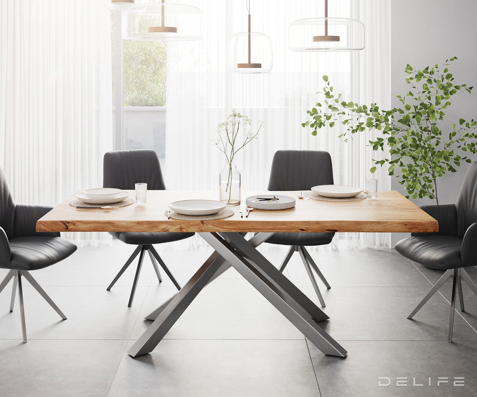 Blagovaonski stol Edge, Materijal: Bagrem, Debljina ploče: 5,5cm