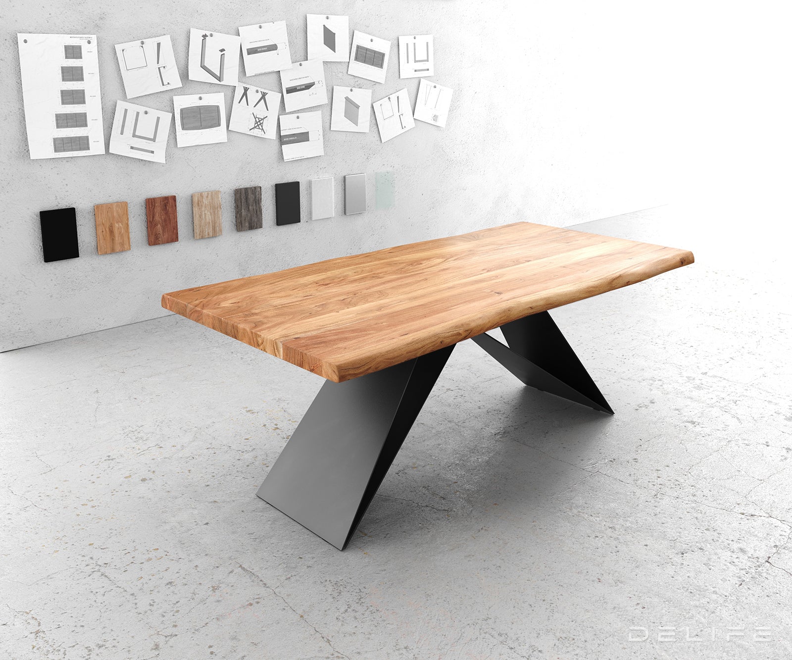 Blagovaonski stol Edge, Materijal: Bagrem, Debljina ploče: 5,5cm