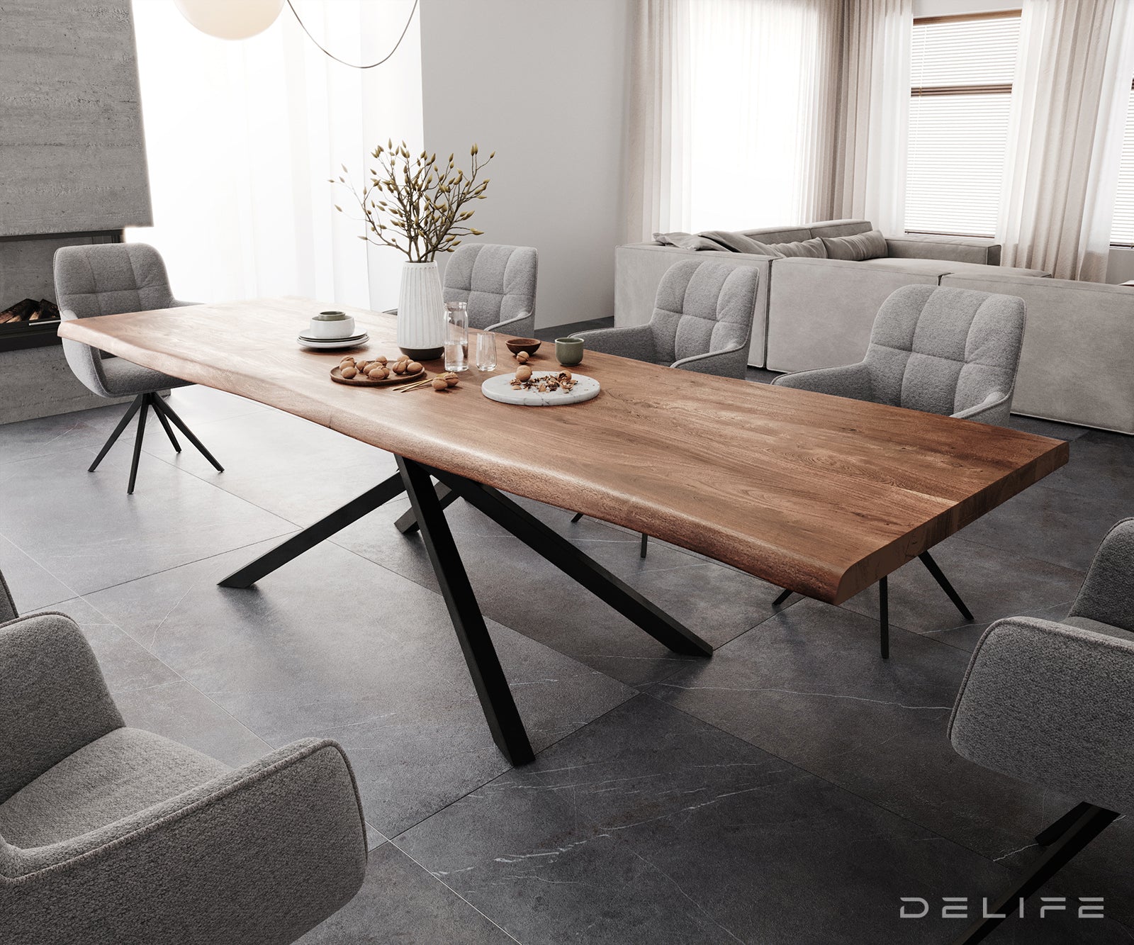 Blagovaonski stol Edge, Materijal: Bagrem, Debljina ploče: 5,5cm